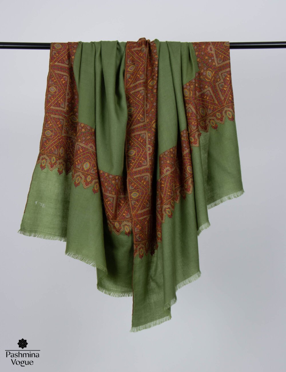 Royal Elegance Green Pashmina Shawl