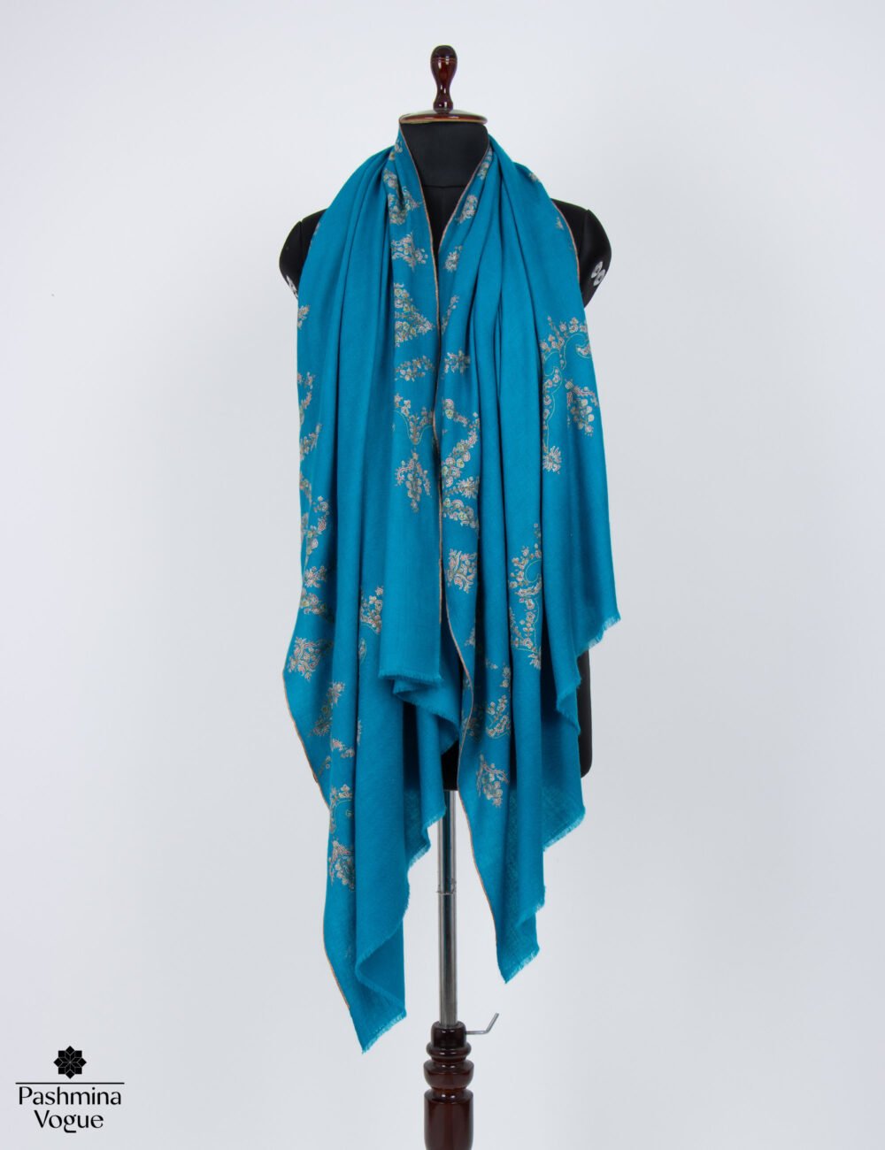 Turquoise Grace Embroidered Pashmina Shawl