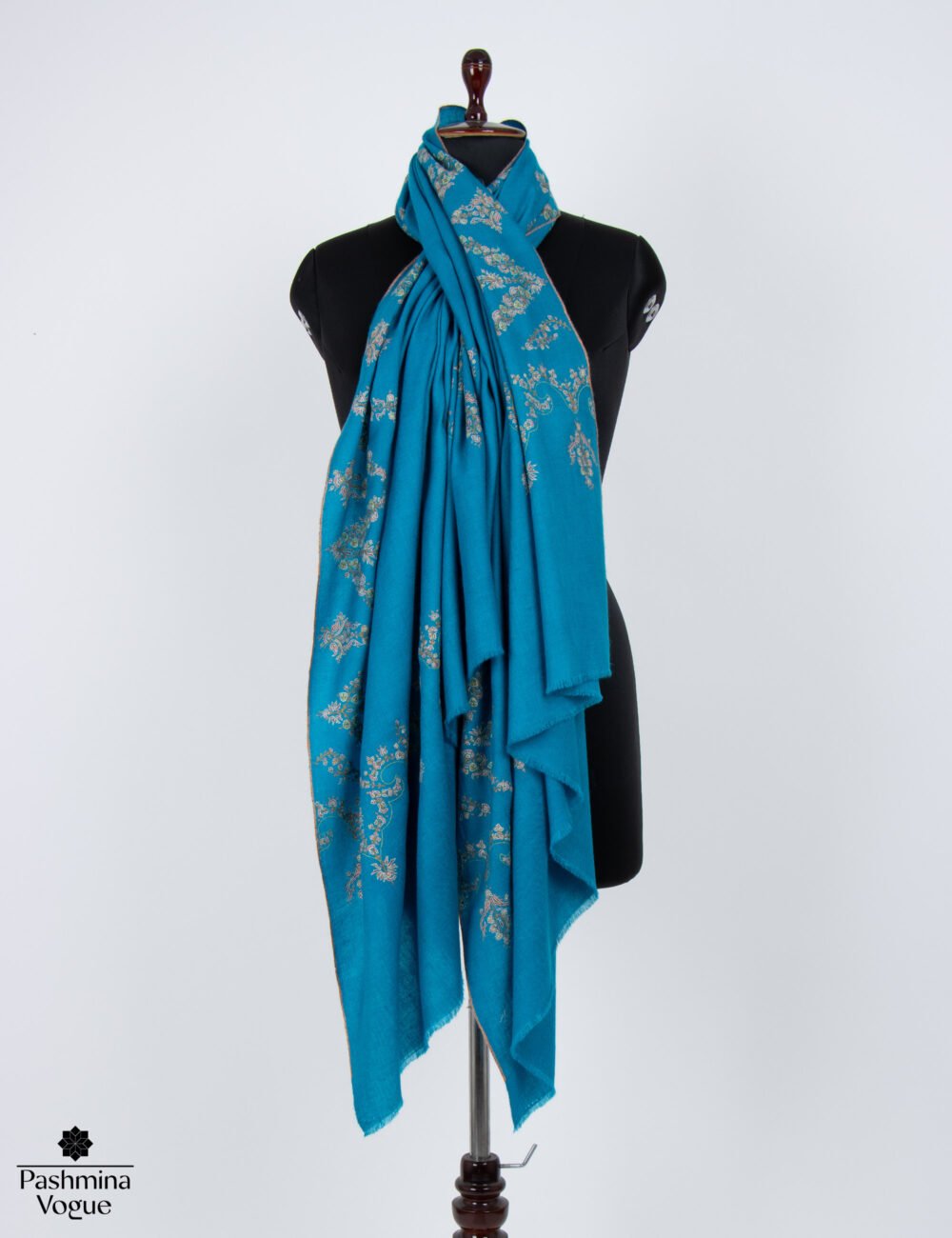 Turquoise Grace Embroidered Pashmina Shawl