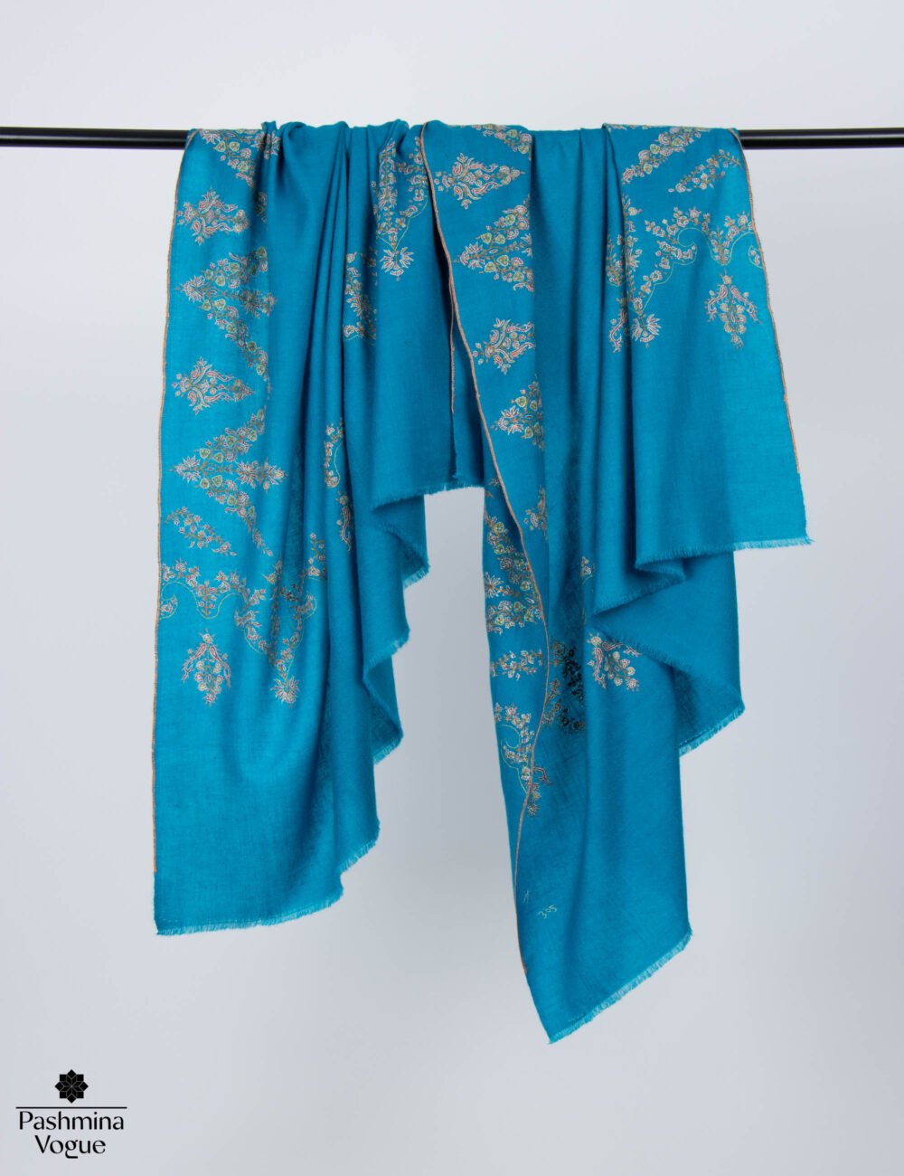 Turquoise Grace Embroidered Pashmina Shawl