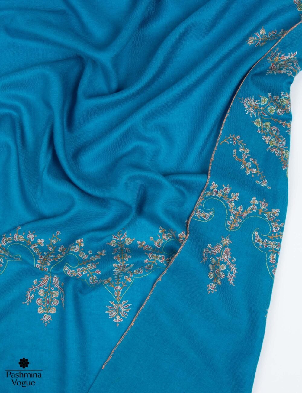 Turquoise Grace Embroidered Pashmina Shawl