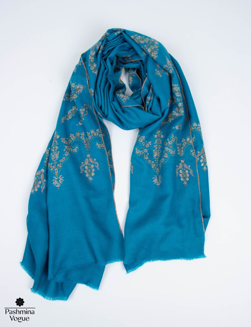 Turquoise Grace Embroidered Pashmina Shawl