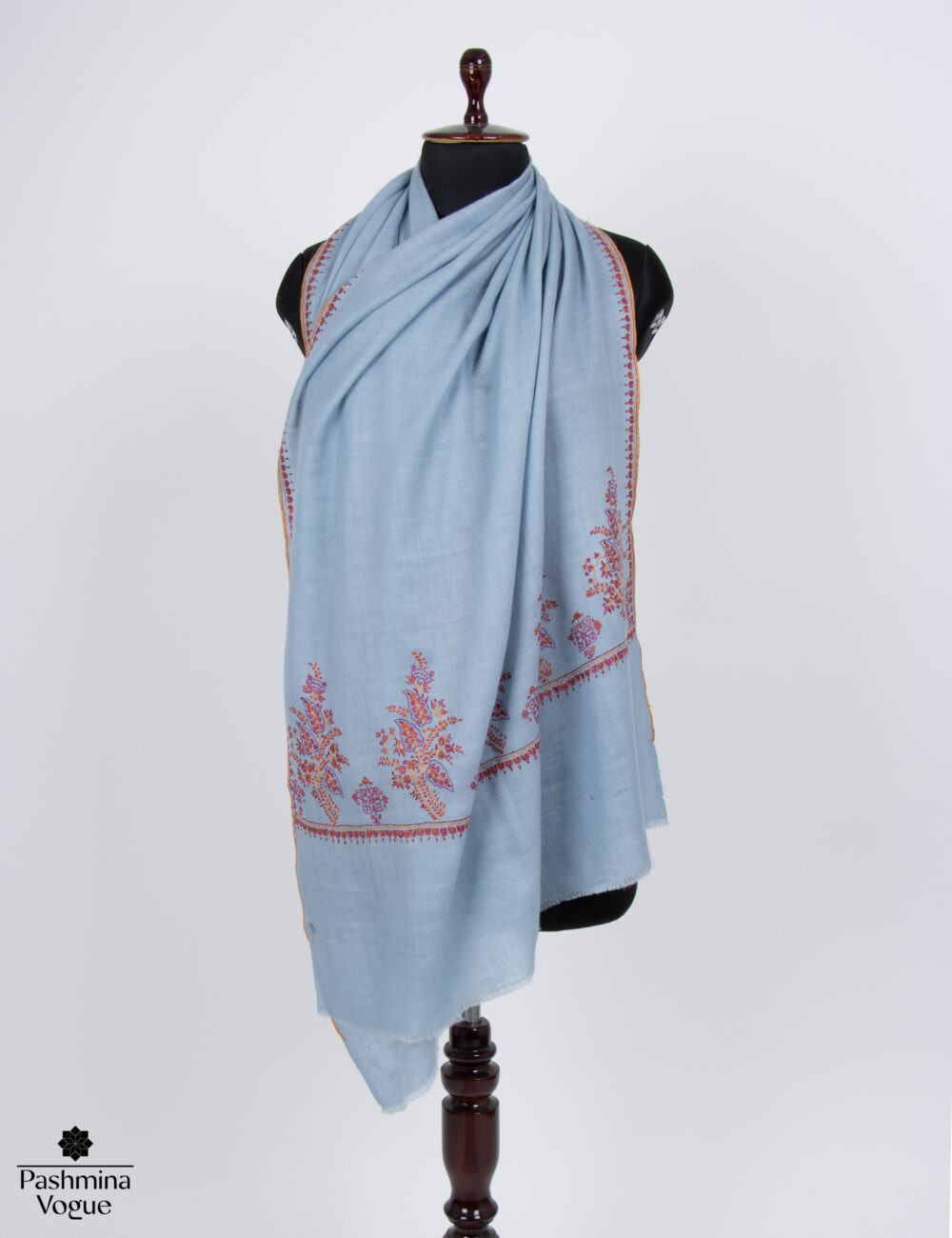 Nepal Blue Cashmere Scarf Handwoven Palladar Design