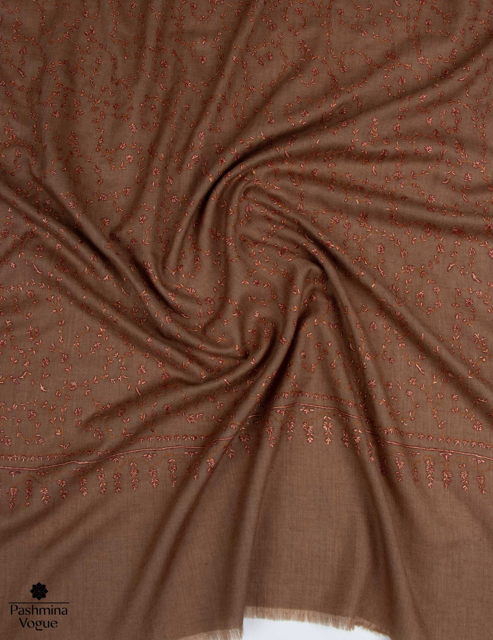 Brown Cashmere Pure Wool Scarf - Authentic Kashmiri Wrap