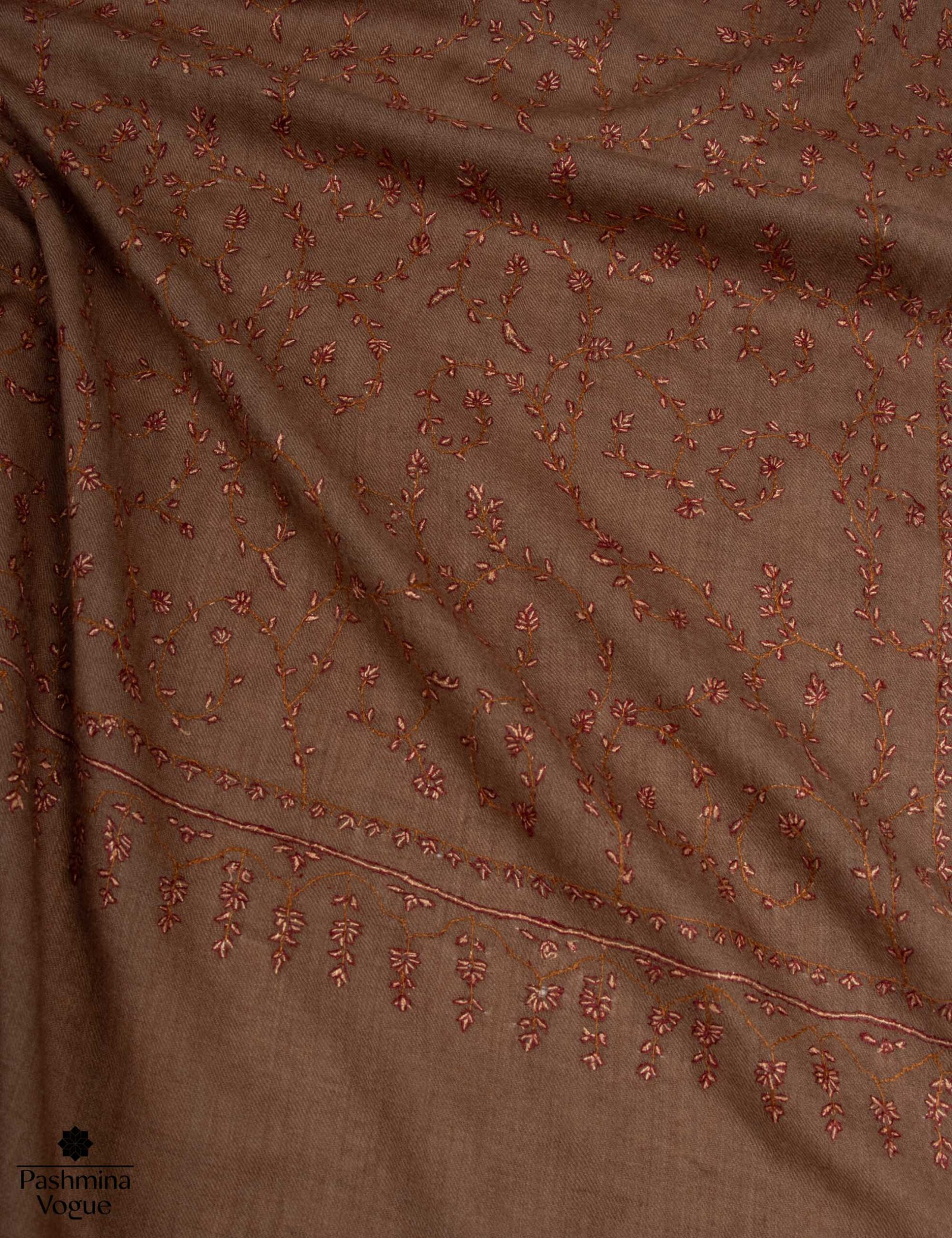 Brown Cashmere Pure Wool Scarf - Authentic Kashmiri Wrap