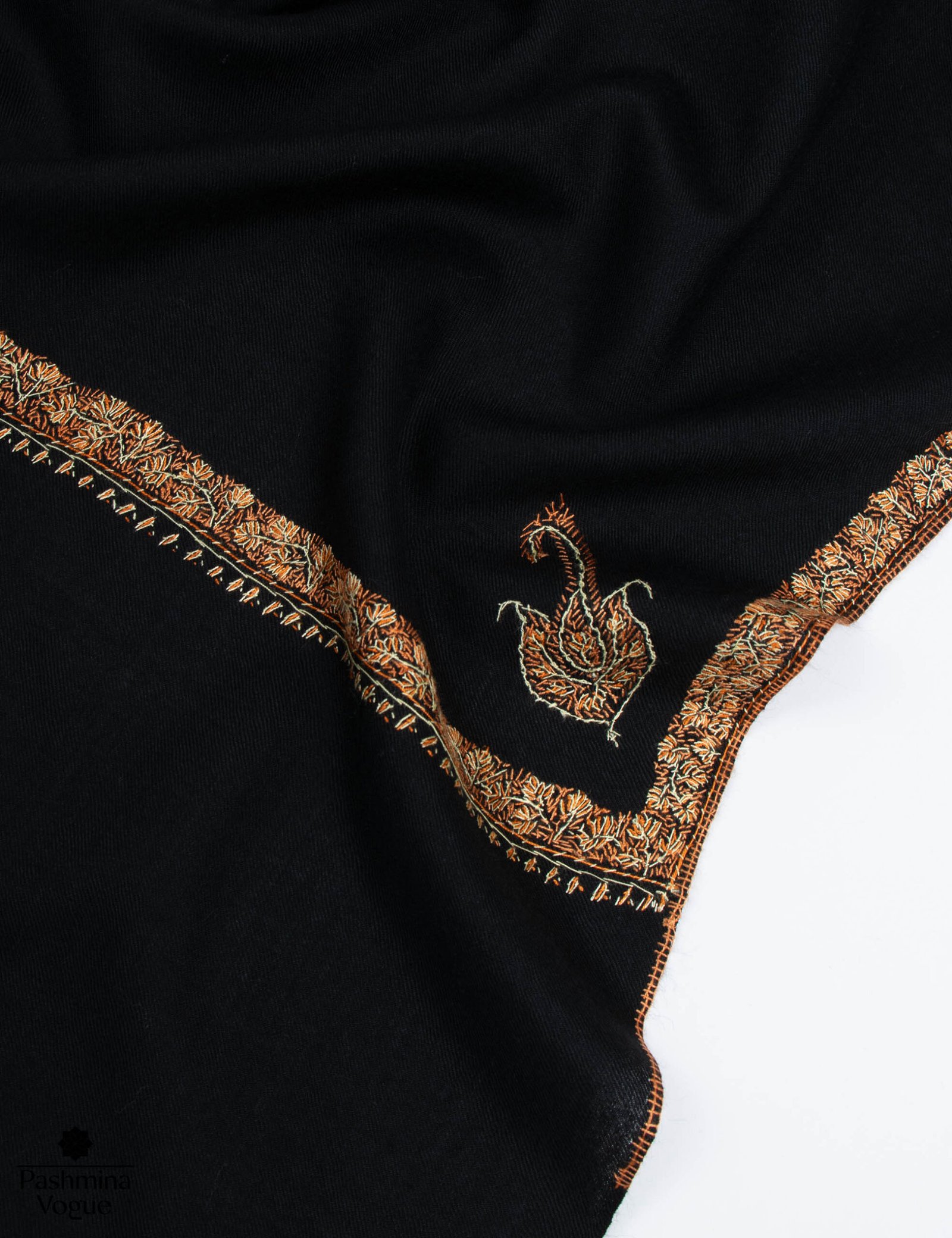 Black Hashidar Woolen Shawl - Handwoven Pure Wool Wrap