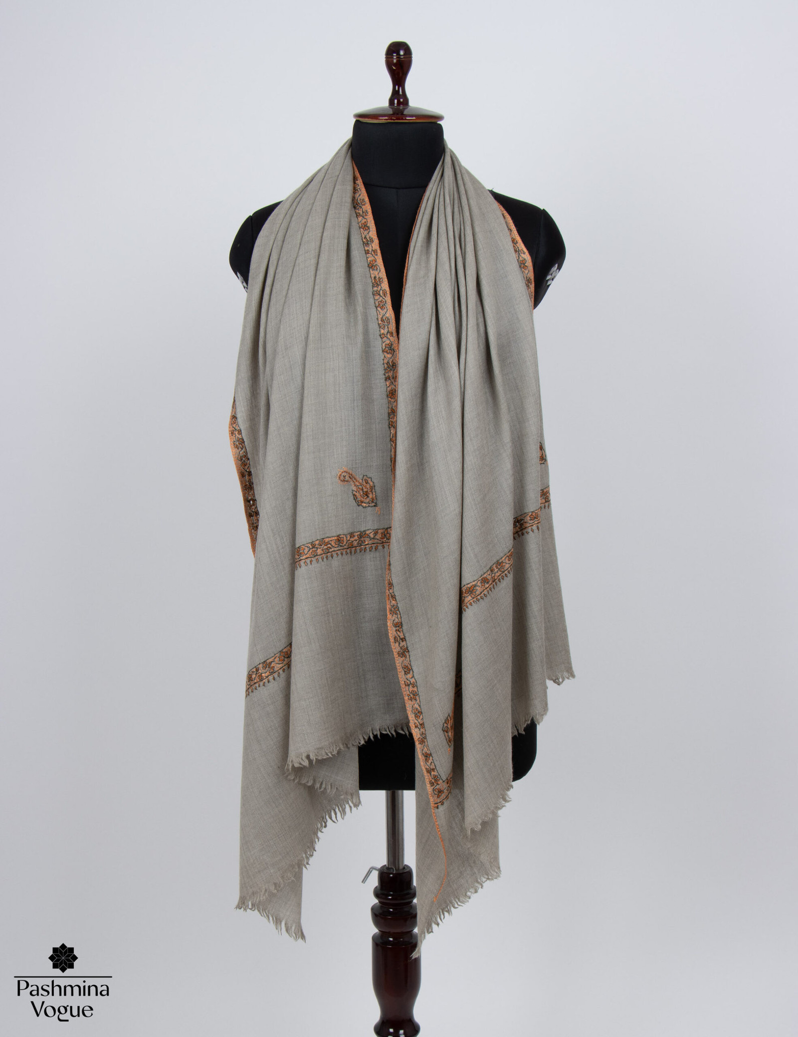 Hand Embroidered Wool Scarf Lightweight Kashmiri Sozni Shawl