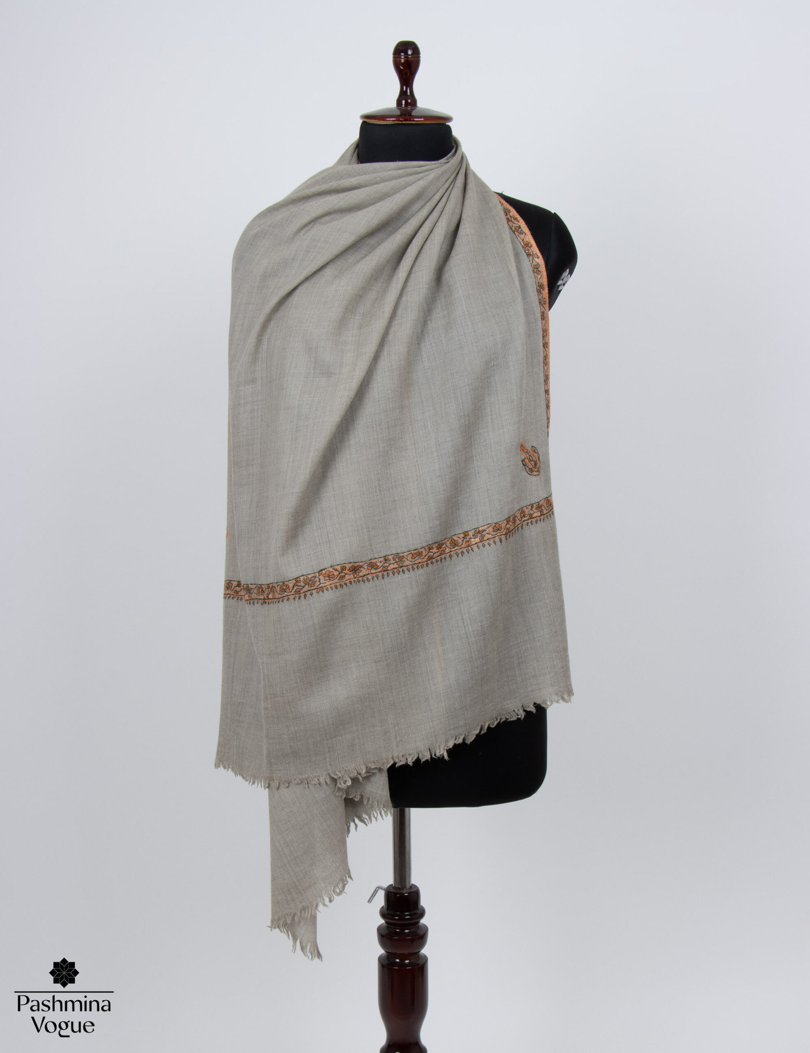 Hand Embroidered Wool Scarf Lightweight Kashmiri Sozni Shawl