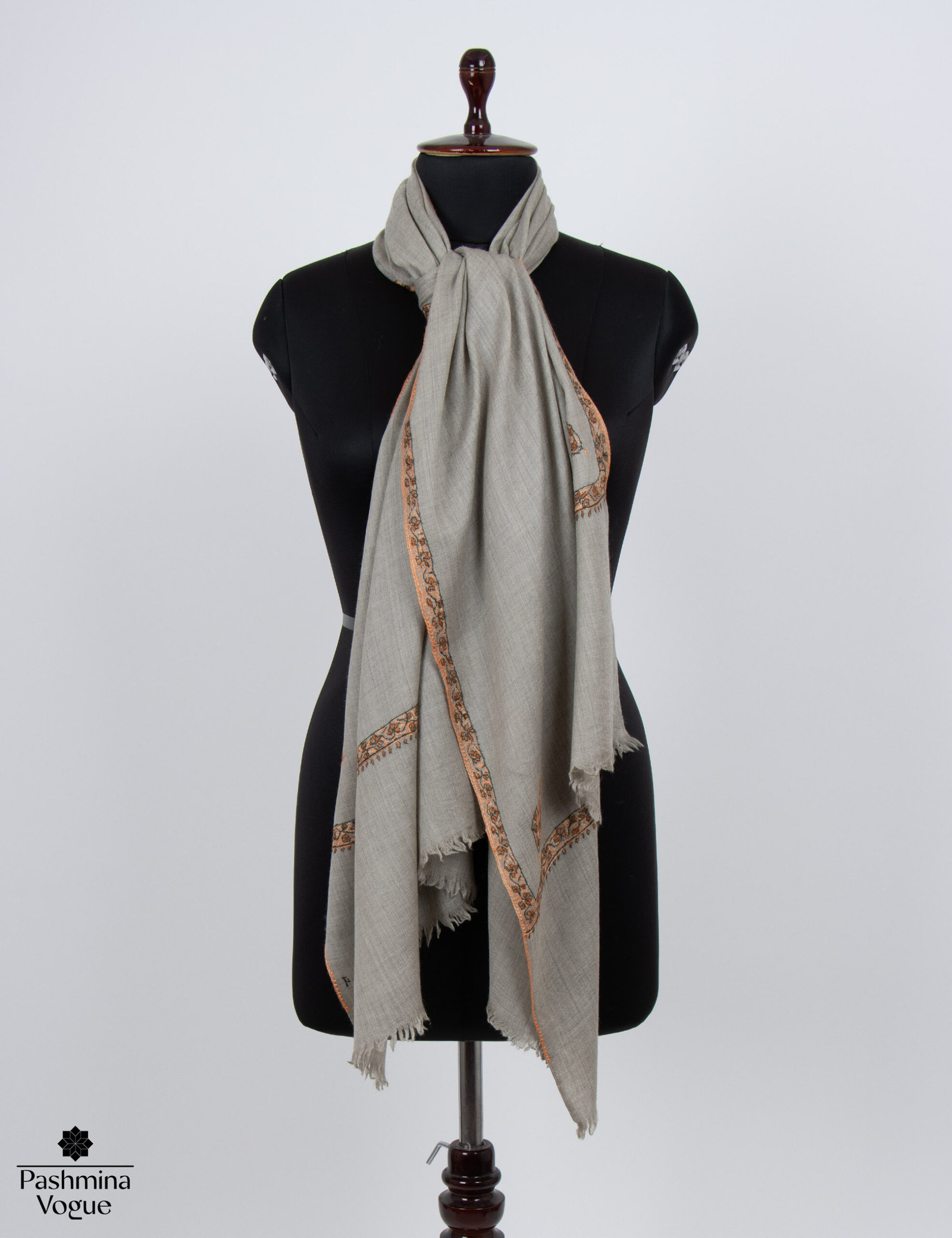 Hand Embroidered Wool Scarf Lightweight Kashmiri Sozni Shawl