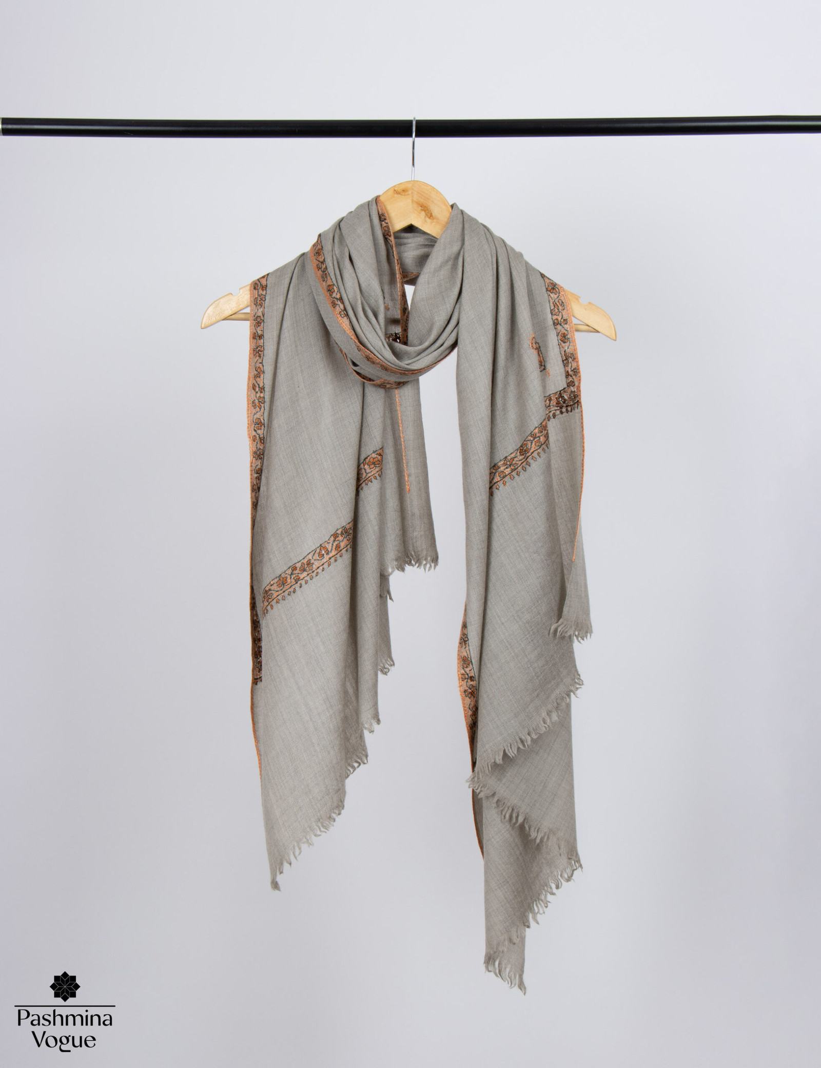 Hand Embroidered Wool Scarf Lightweight Kashmiri Sozni Shawl