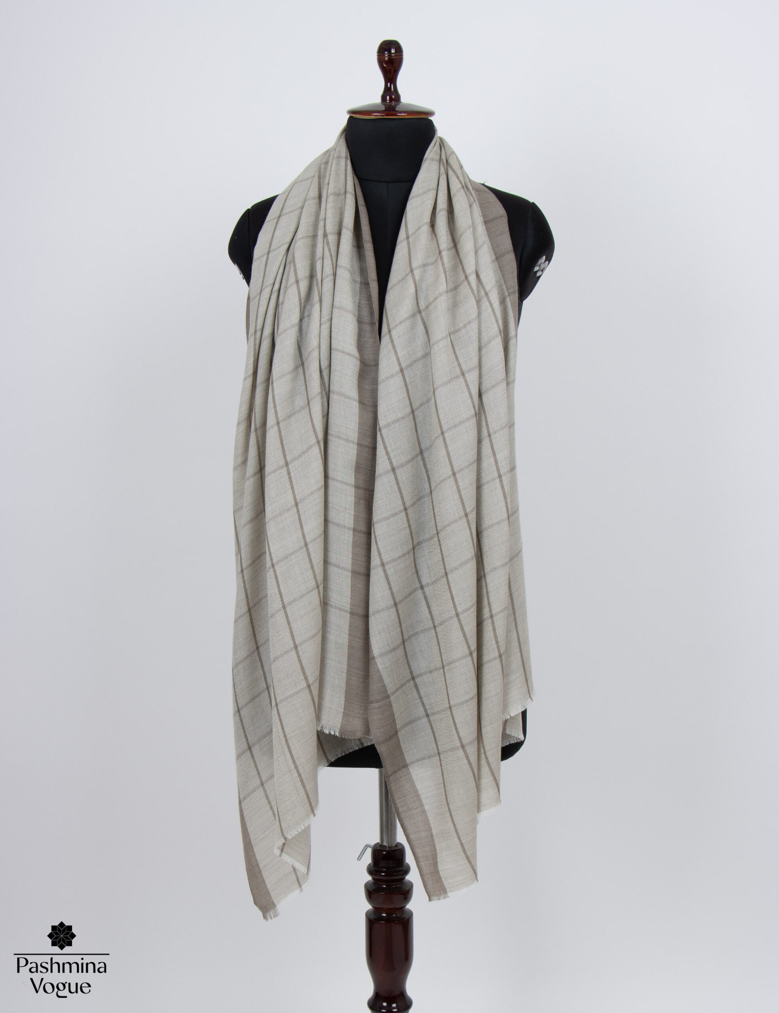 Checked Merino Wool Wrap for Her