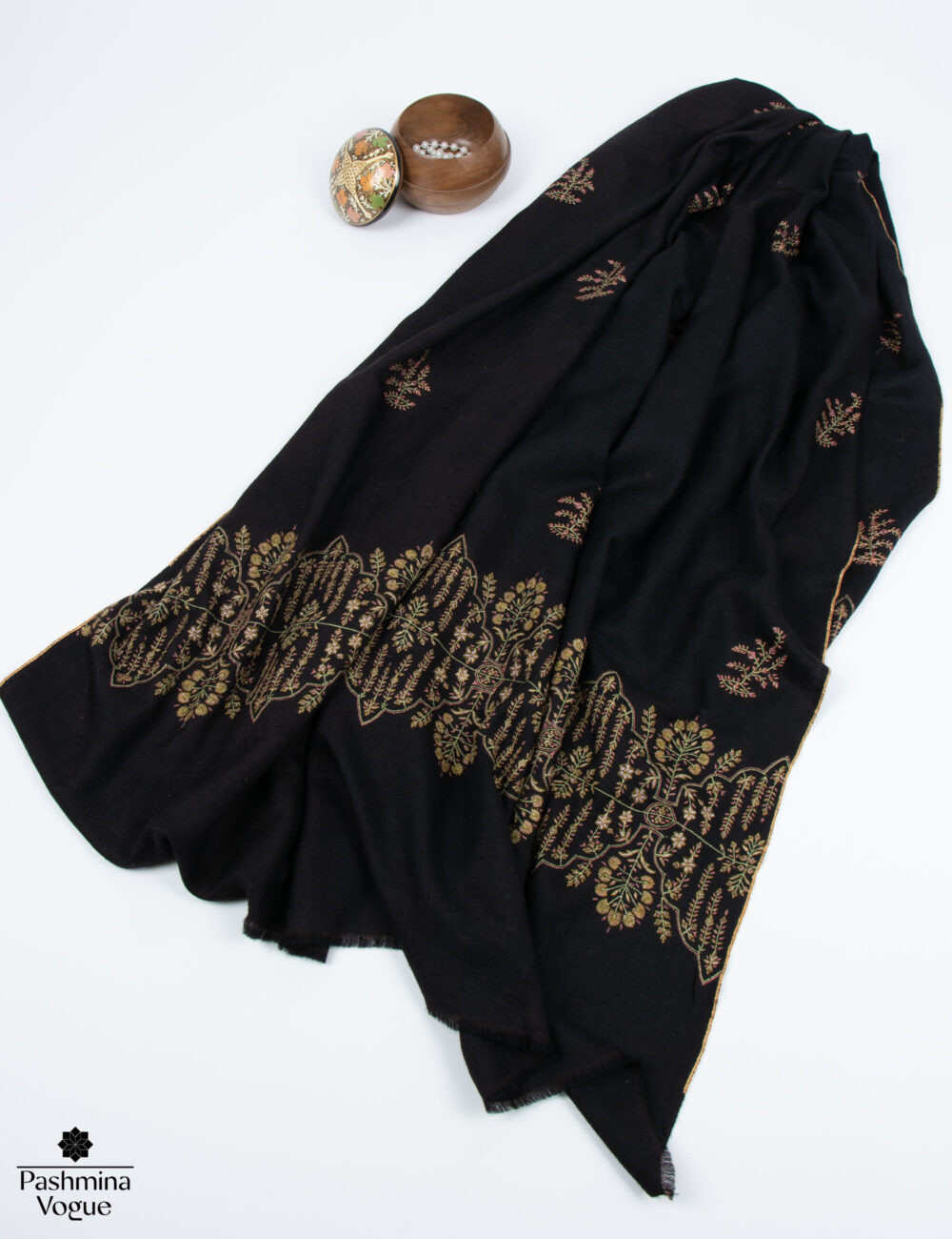 Black Pashmina Scarf - Classic Pure Cashmere Luxury Wrap