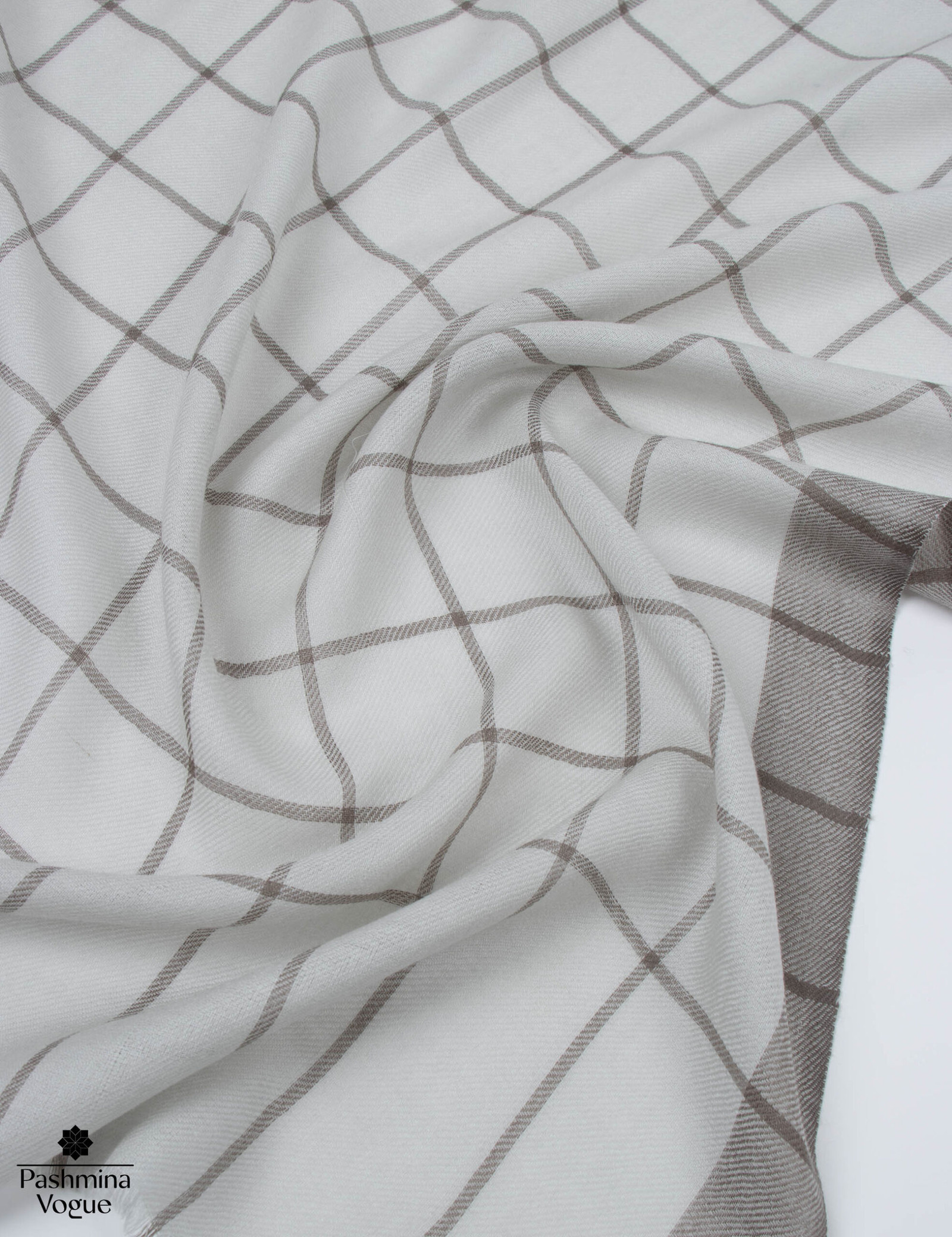 Soft Merino Wool Shawl - Classic Gray Check Scarf