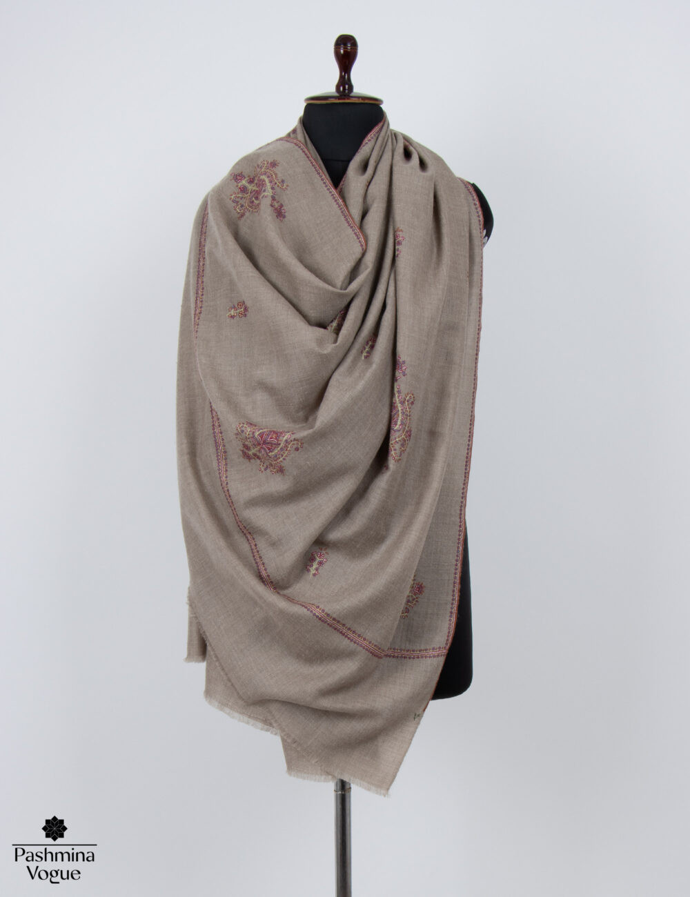 Made in Kashmir: Handwoven Beige Pashmina Shawl