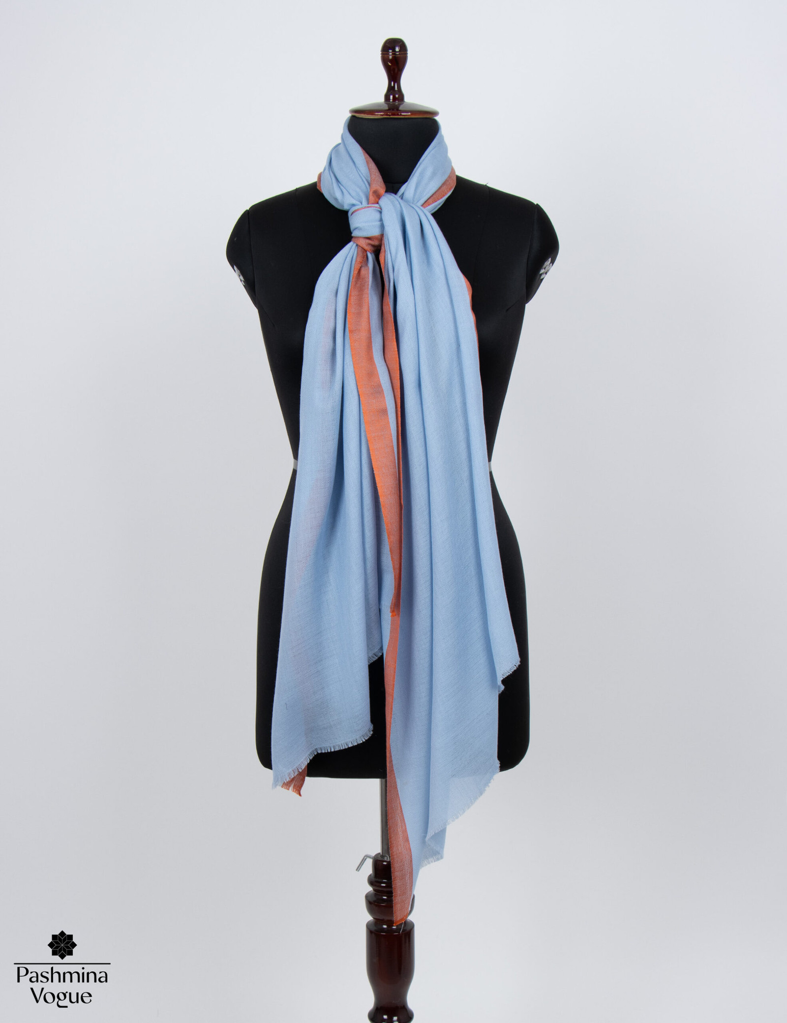 Blue & Orange Soft Reversible Wrap - Fine Silk & Wool Shawl