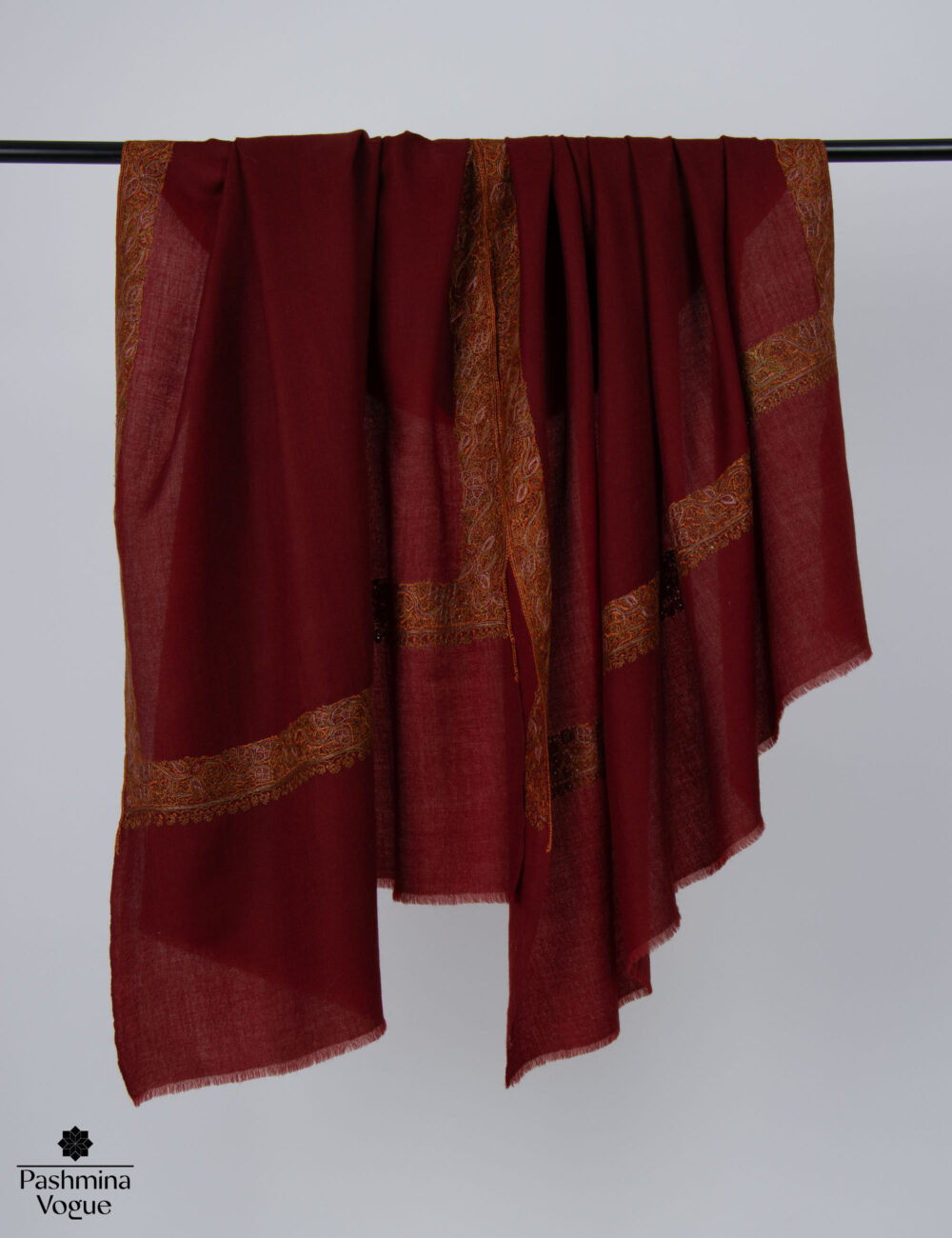 Burgundy Woolen Stole - Soft Kashmiri Shawl