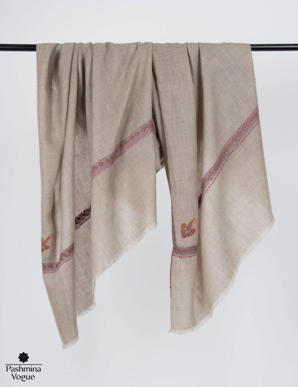 Natural Gray Pashmina Scarf - Handloomed Undyed Wool Wrap