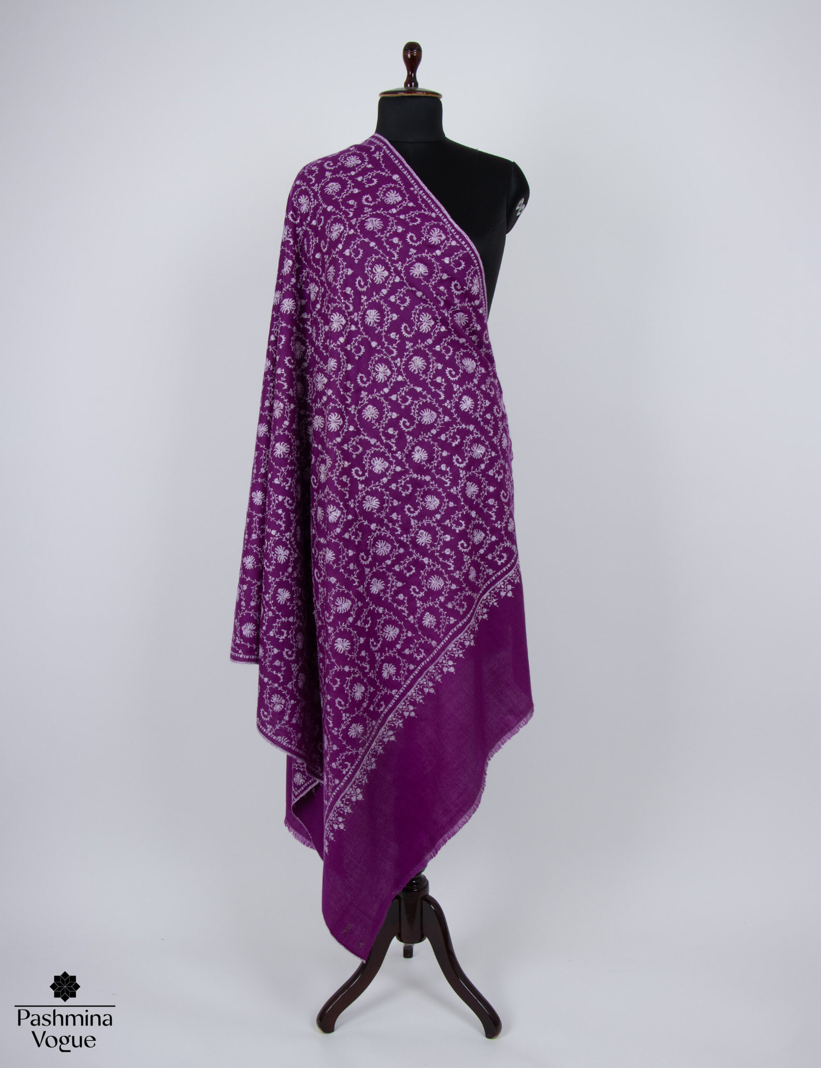magenta pure pashmina shawl, highlighting its handwoven cashmere texture and luminous, elegant drape.