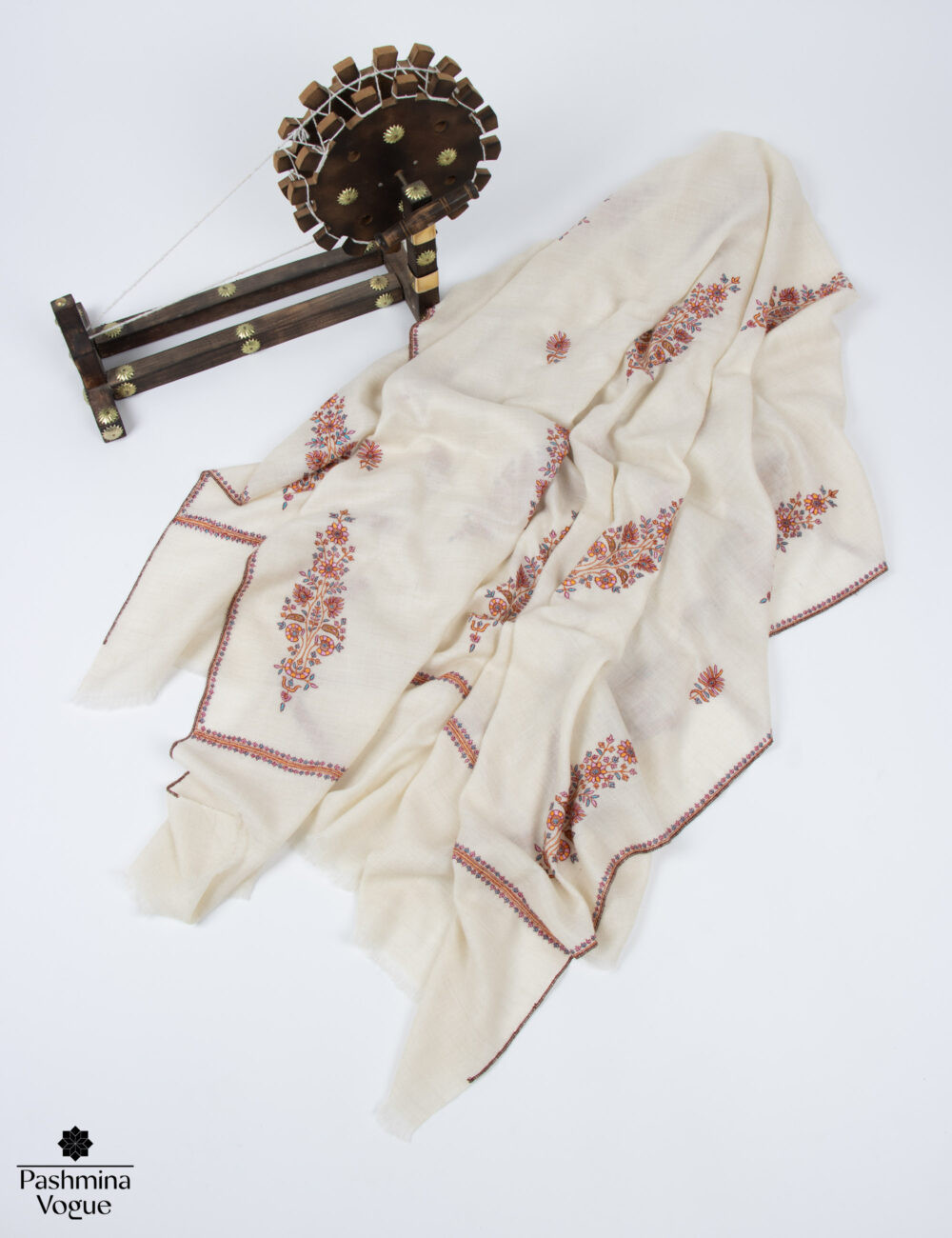 Ivory Kashmir Pashmina Shawl - Pure Cashmere Luxury Wrap