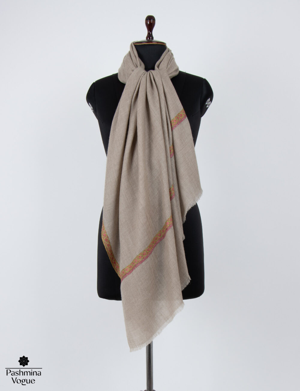Natural Zati Pashmina Scarf - Handloomed Cashmere Wool Wrap