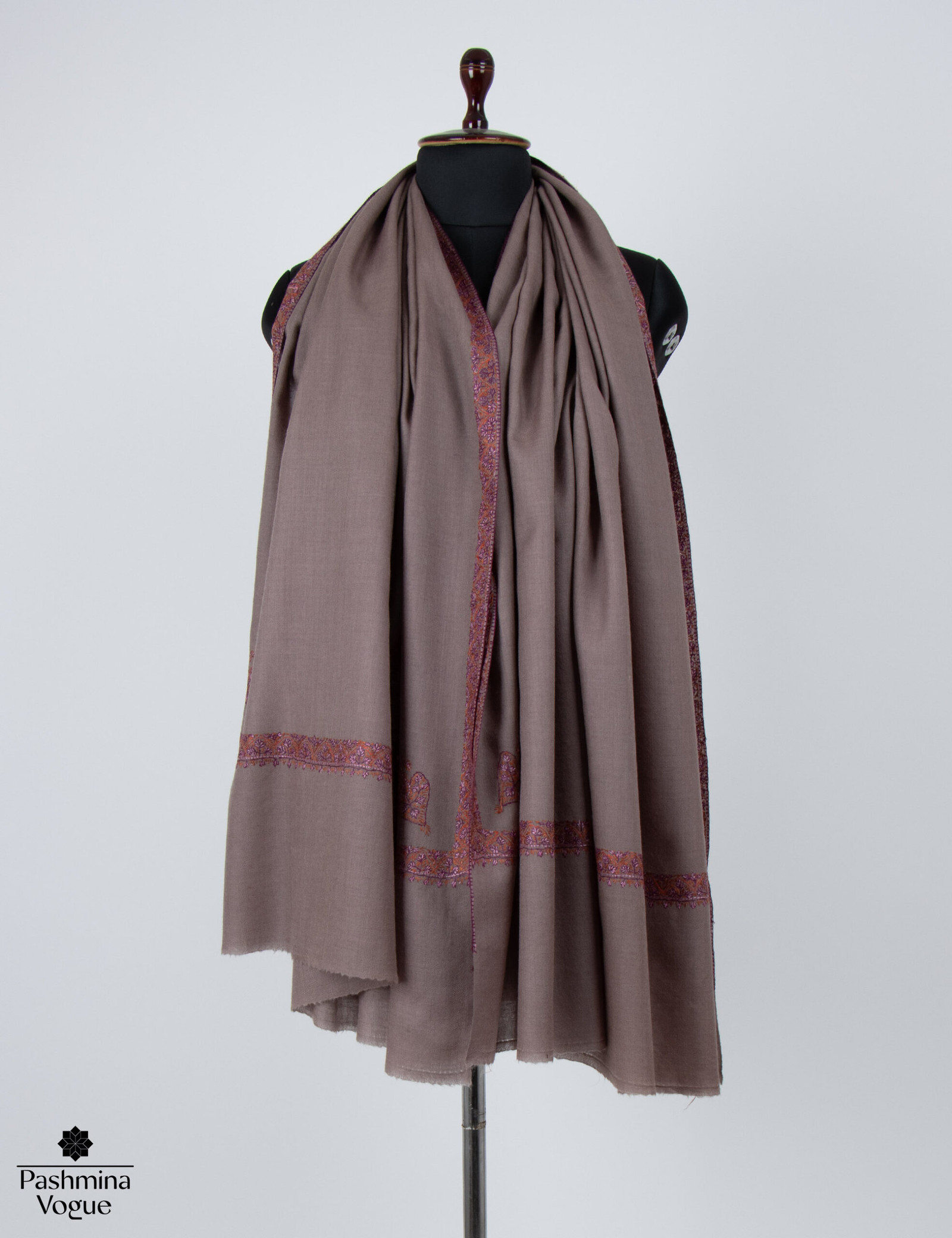 Hand-Embroidered Merino Wool Shawl - Kashmiri Winter Wrap