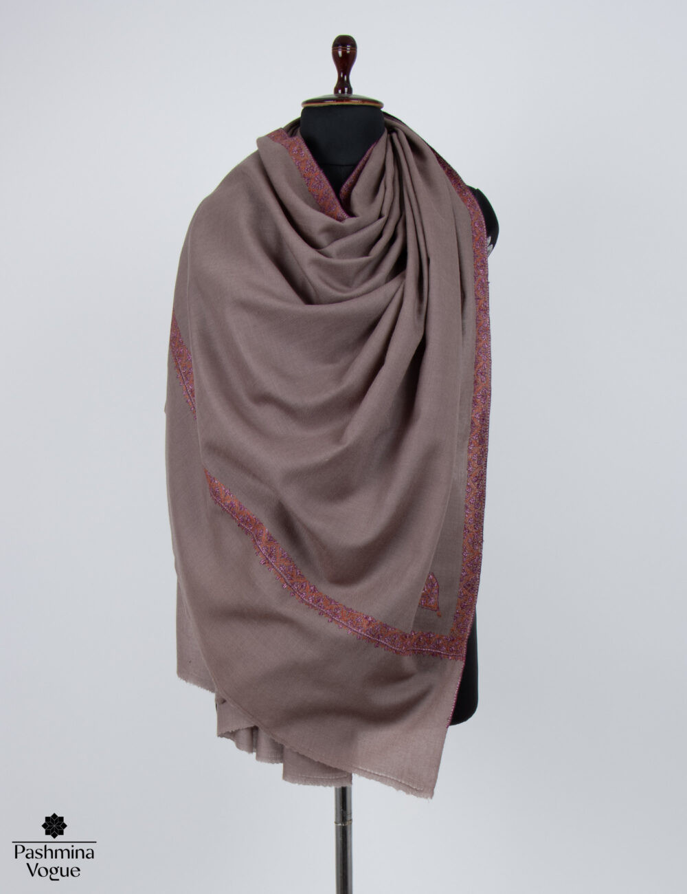 Hand-Embroidered Merino Wool Shawl - Kashmiri Winter Wrap