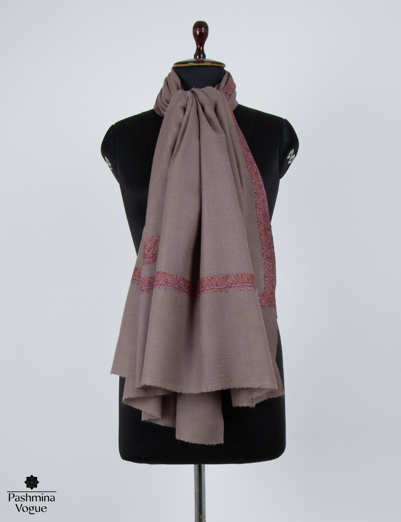 Hand-Embroidered Merino Wool Shawl - Kashmiri Winter Wrap
