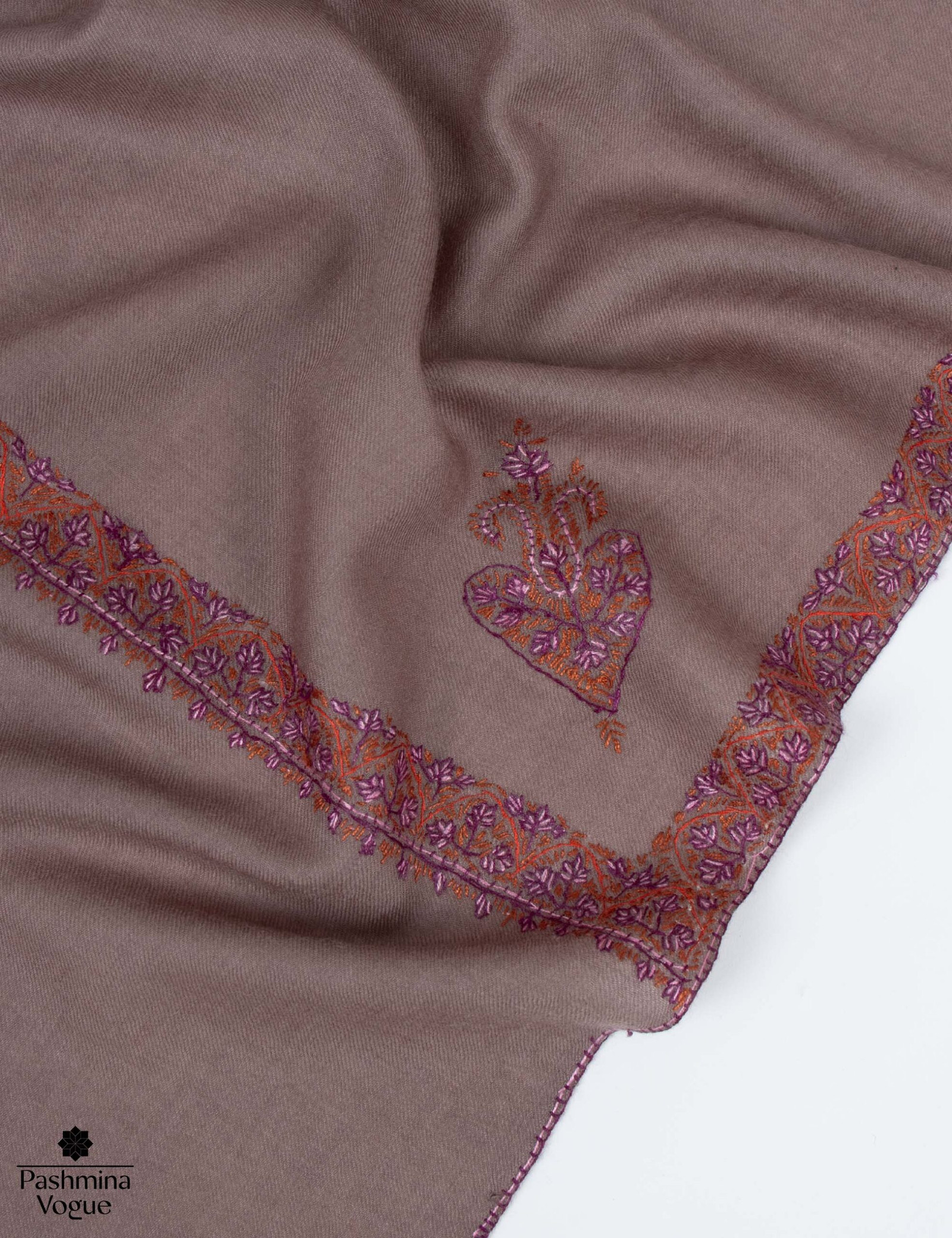 Hand-Embroidered Merino Wool Shawl - Kashmiri Winter Wrap