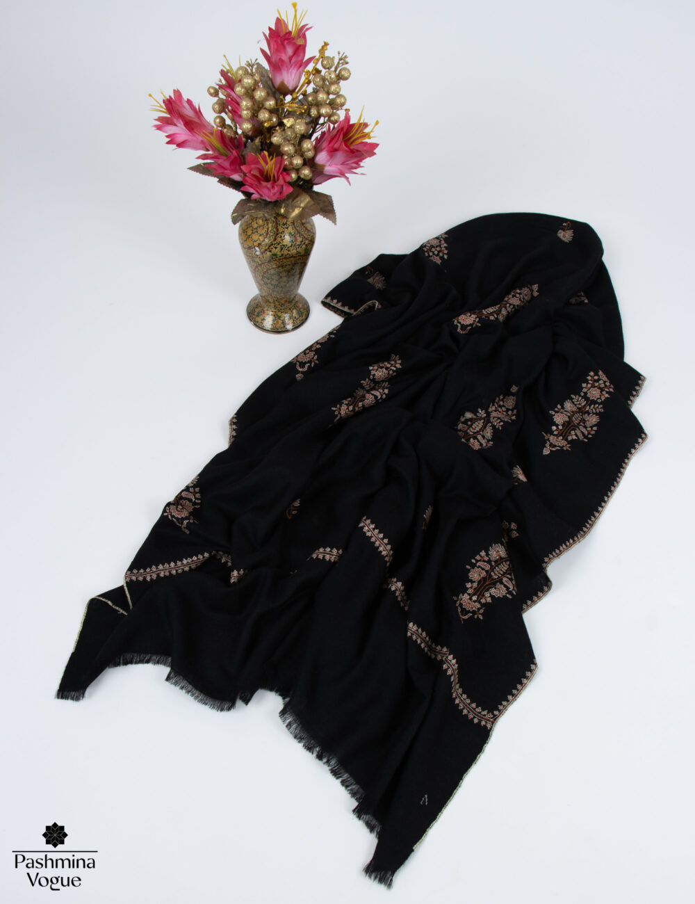 Handmade Black Cashmere Pashmina Shawl - Pure Wrap