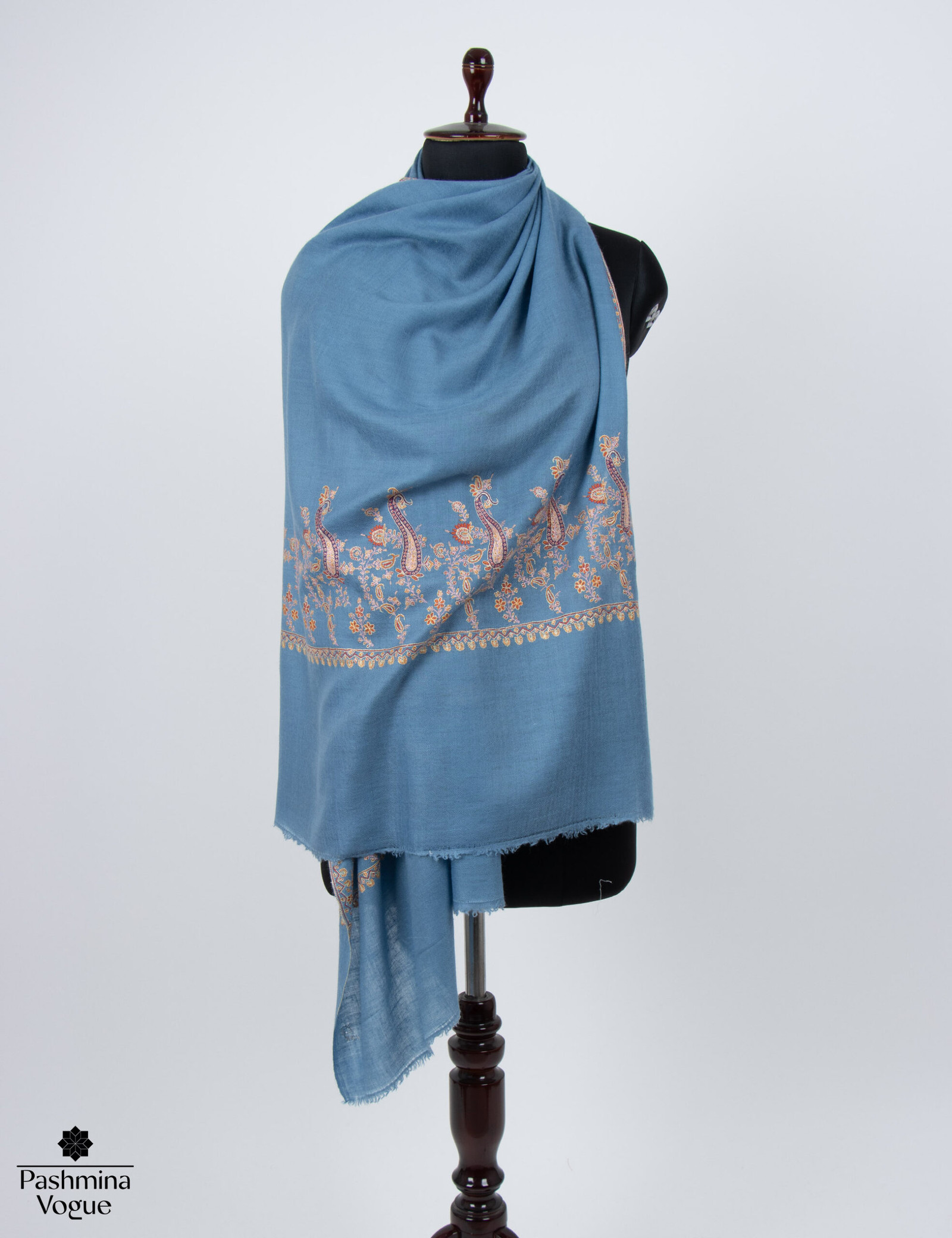 Blue Palladar Sozni Pashmina Shawl