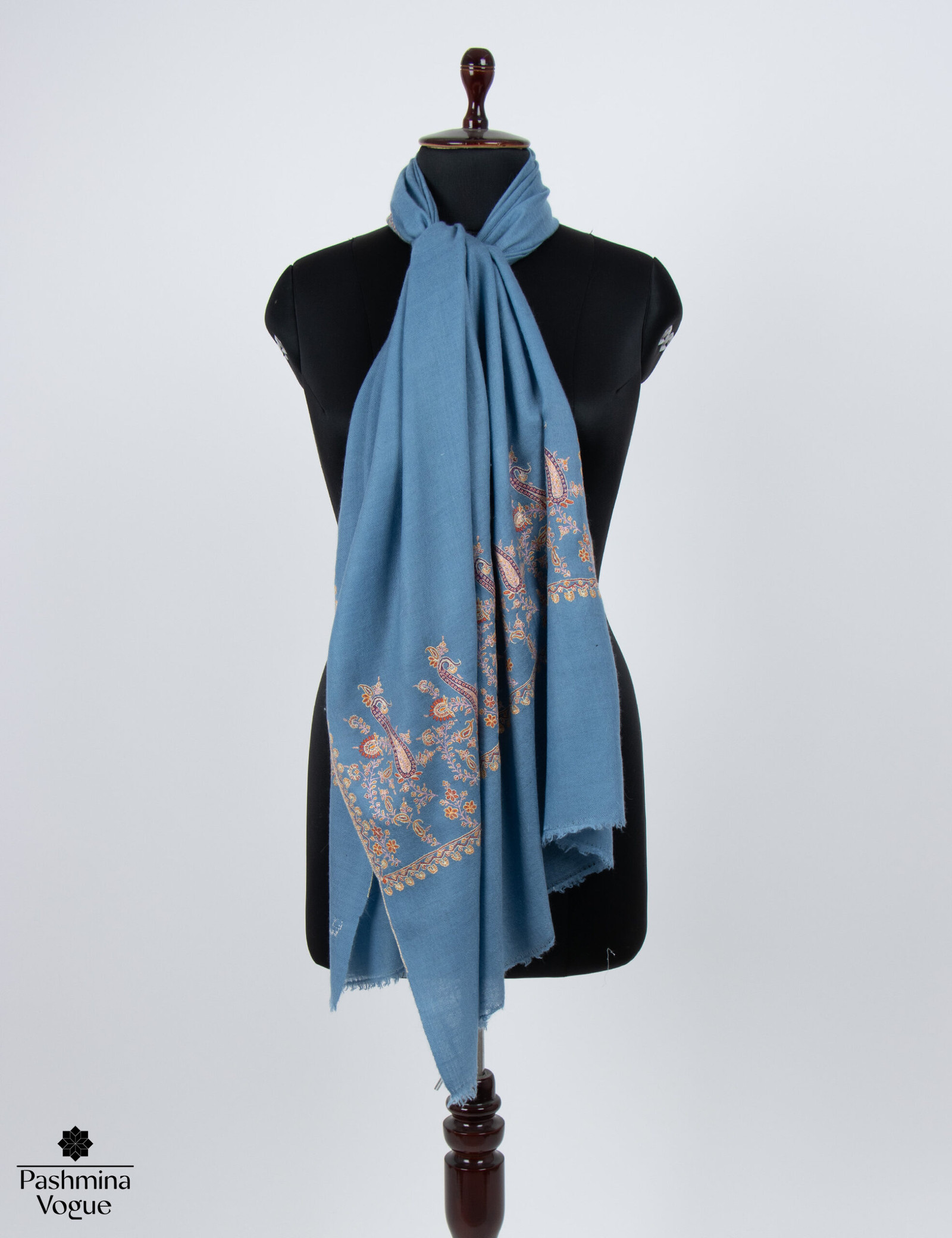 Blue Palladar Sozni Pashmina Shawl