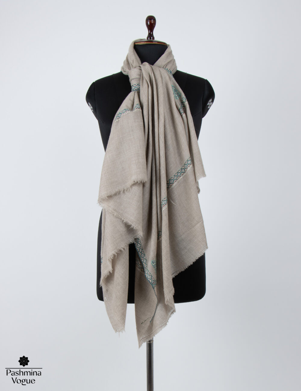 Natural Zati Pashmina Shawl - Handloomed Kashmiri Wool Wrap