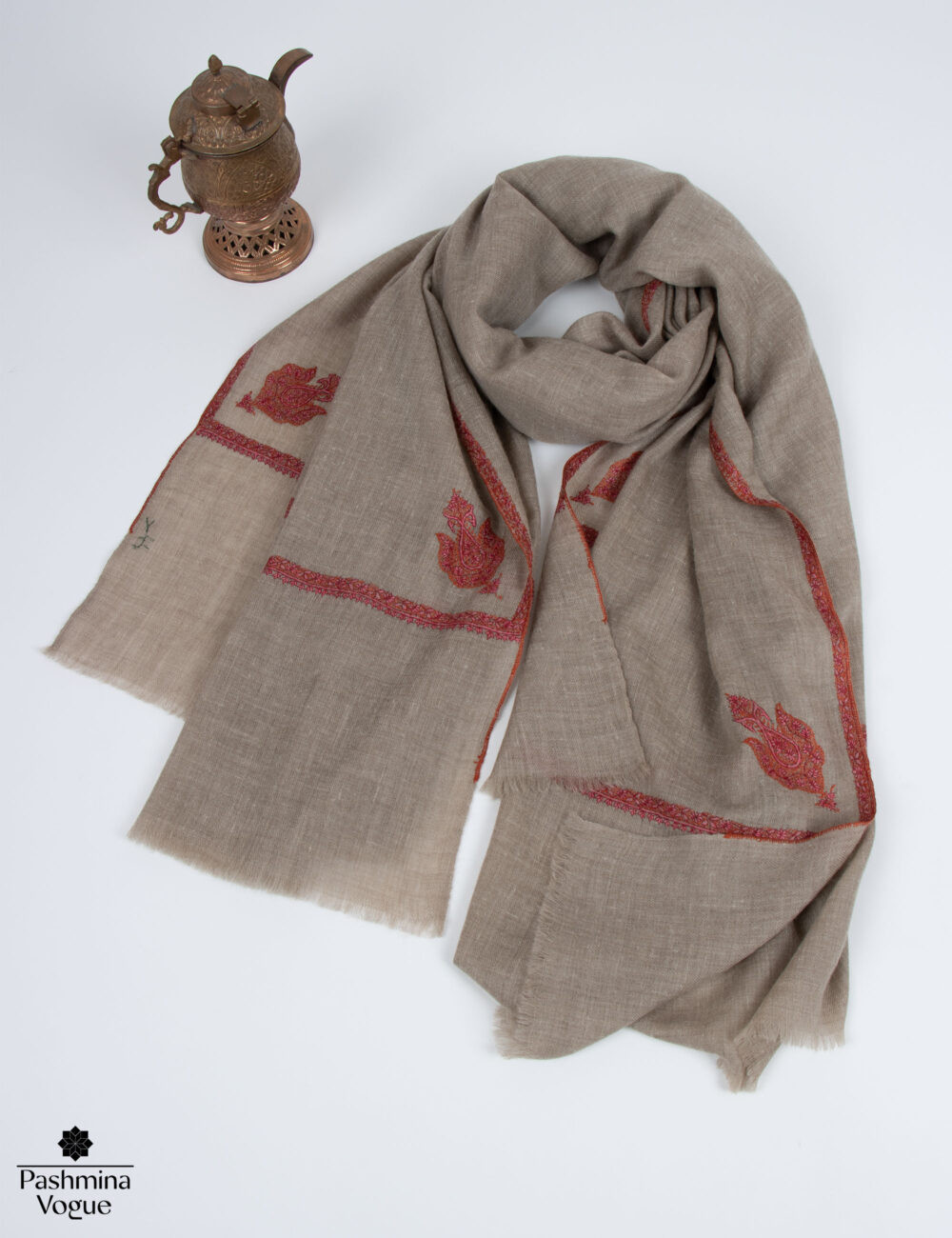 Natural Gray Pashmina Scarf for Girls - Handloomed Wool Wrap