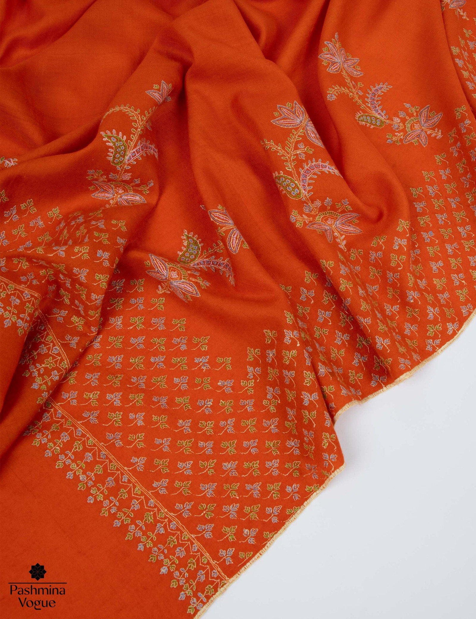 Orange Kashmiri Pashmina Shawl - Pashmina Wedding Wrap
