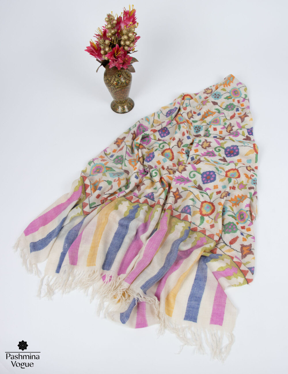 Celestial Colors Pashmina Kani Jamavar Shawl