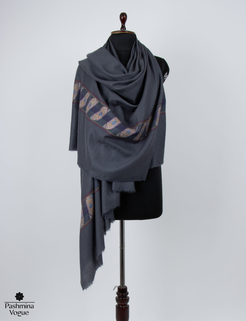 Grey Pashmina Scarf for Girls - Handwoven Wrap