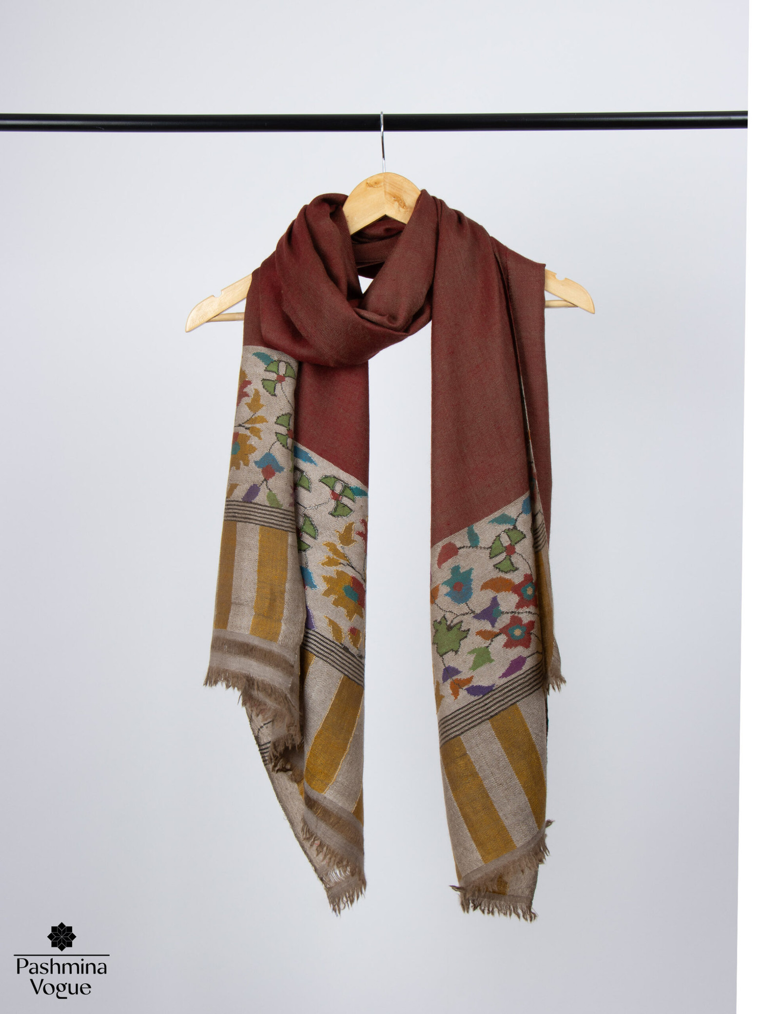 Maroon Medley Kani Pashmina Wrap