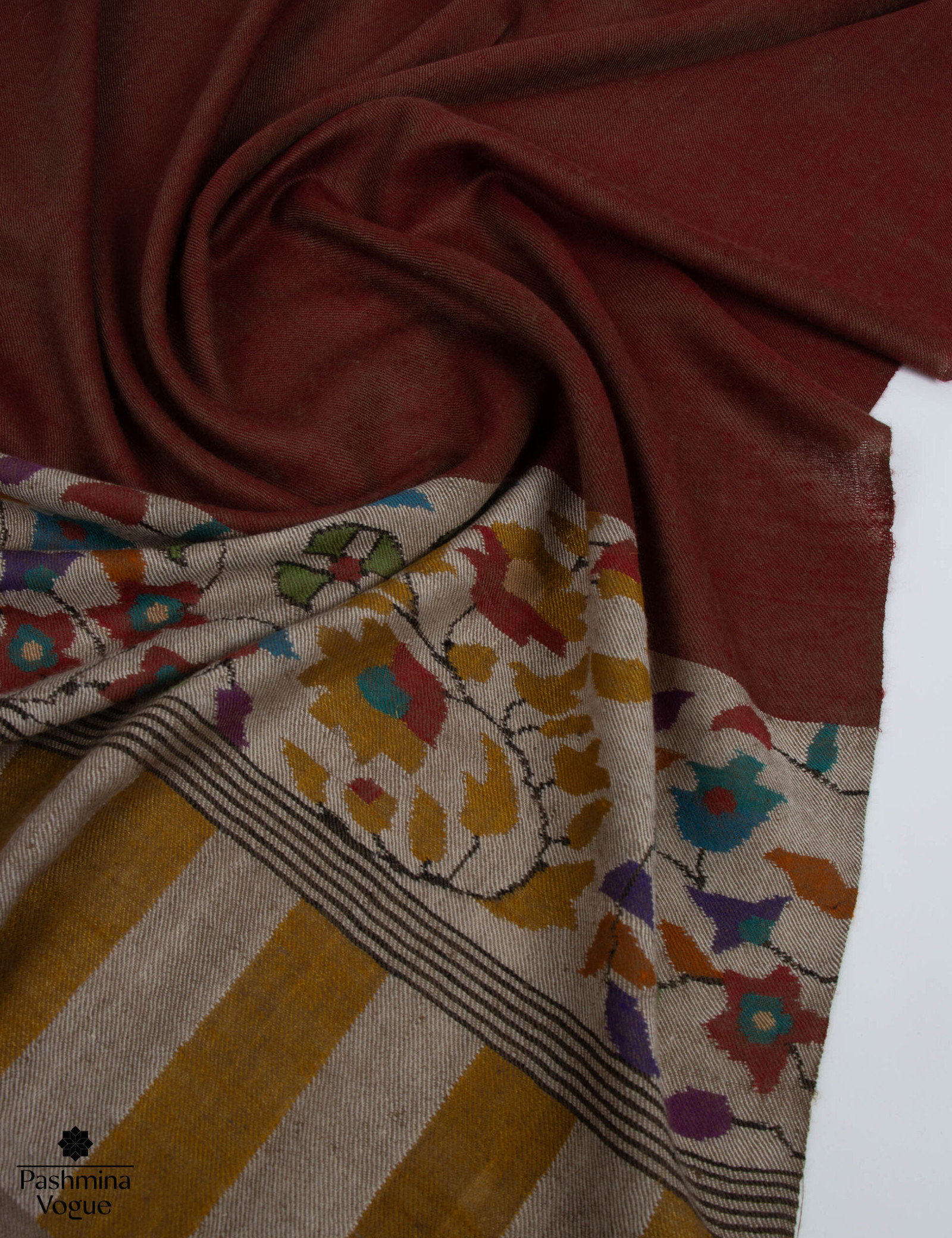 Maroon Medley Kani Pashmina Wrap
