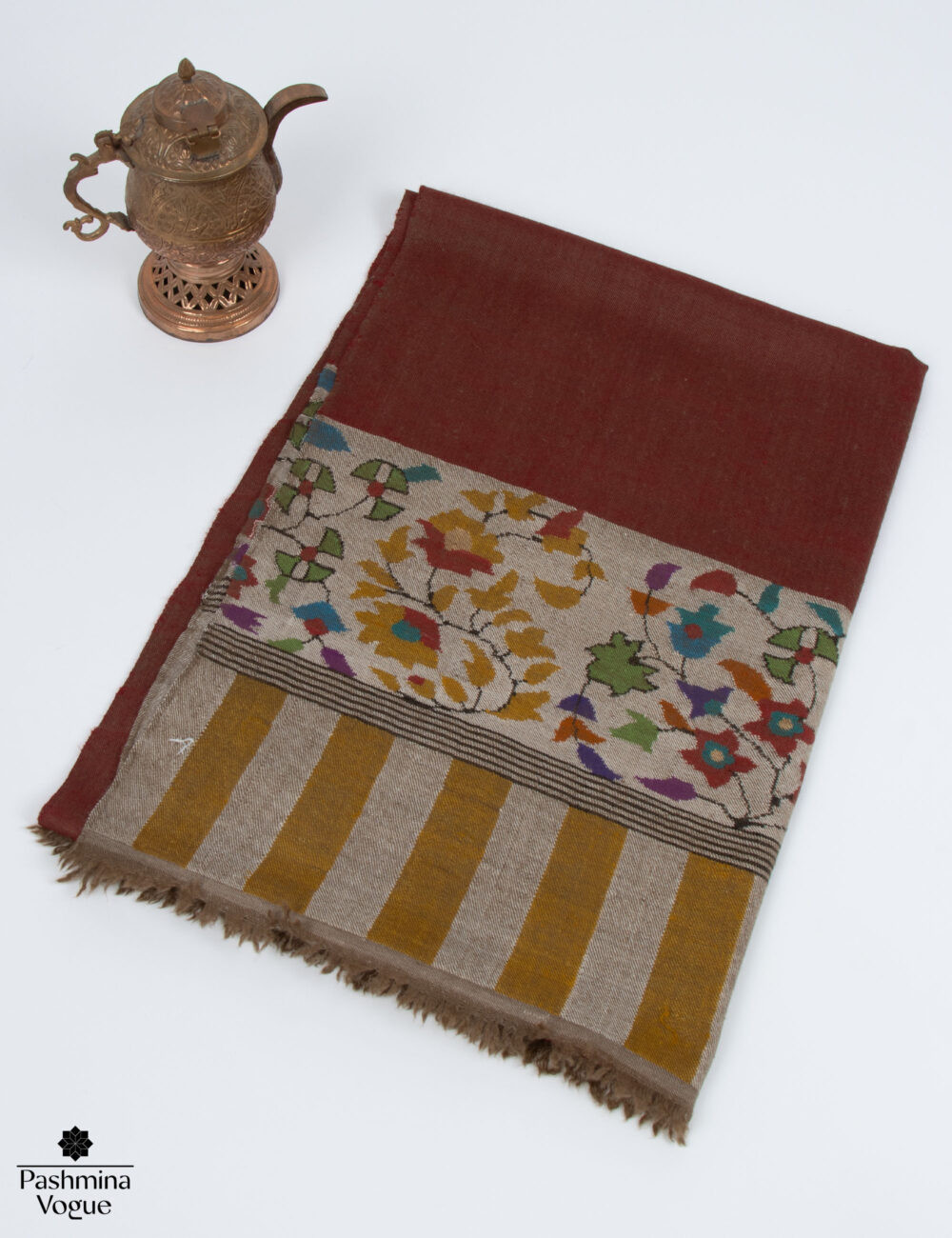 Maroon Medley Kani Pashmina Wrap