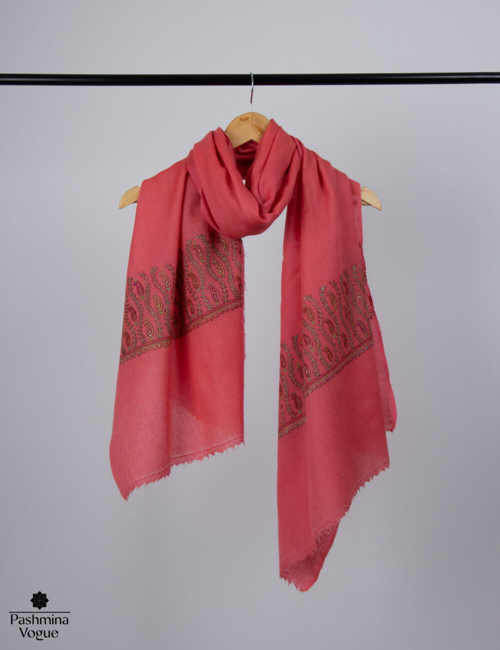 Pink Petals Embroidered Stole