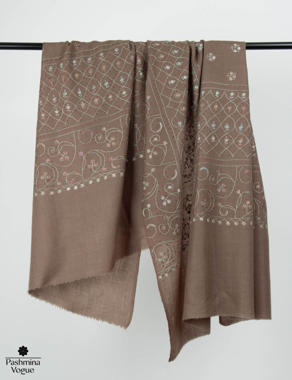 Merino Wool Shawl - Hand-Embroidered Scarf & Winter Wrap