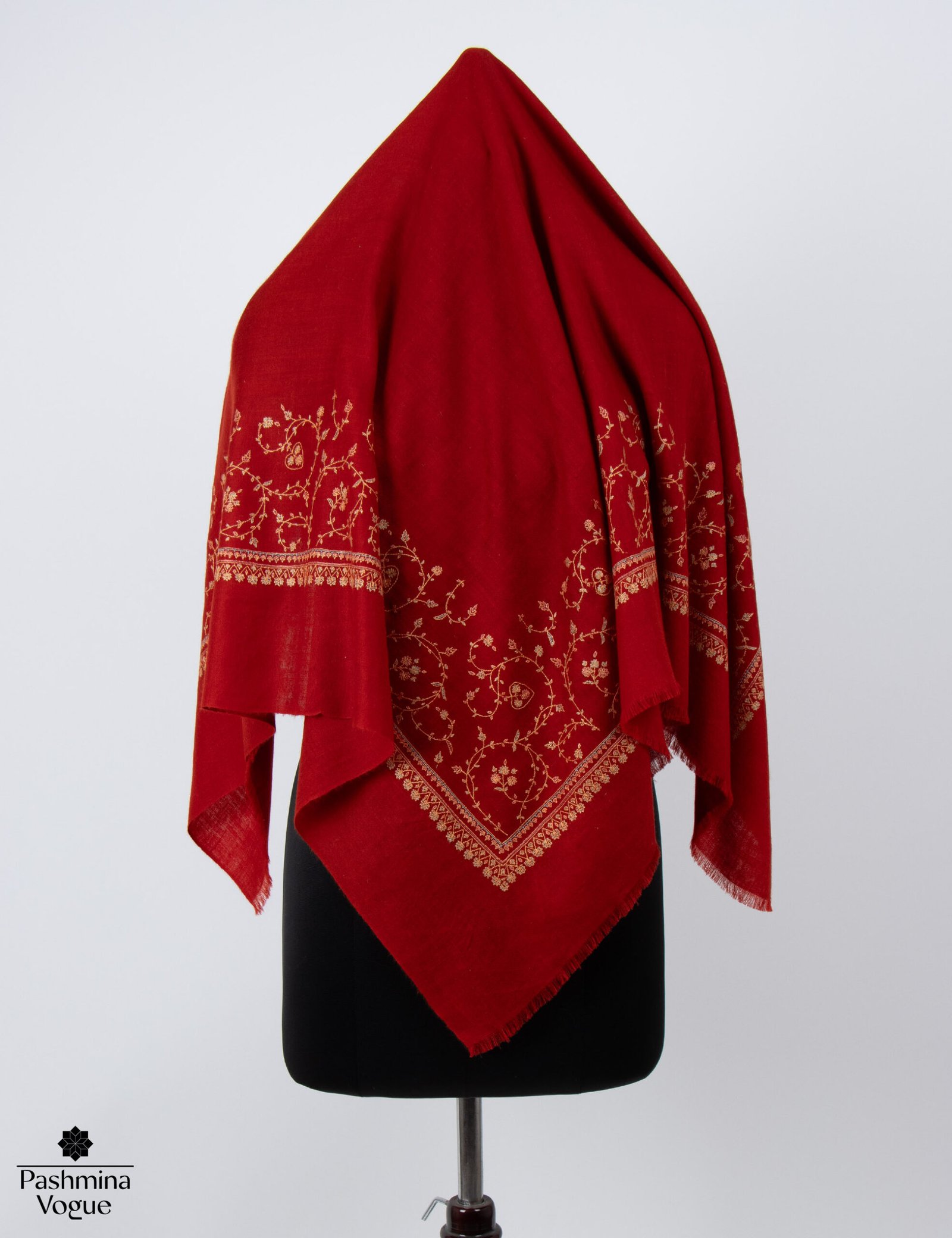 Hand-Embroidered Pashmina Rumal Scarf