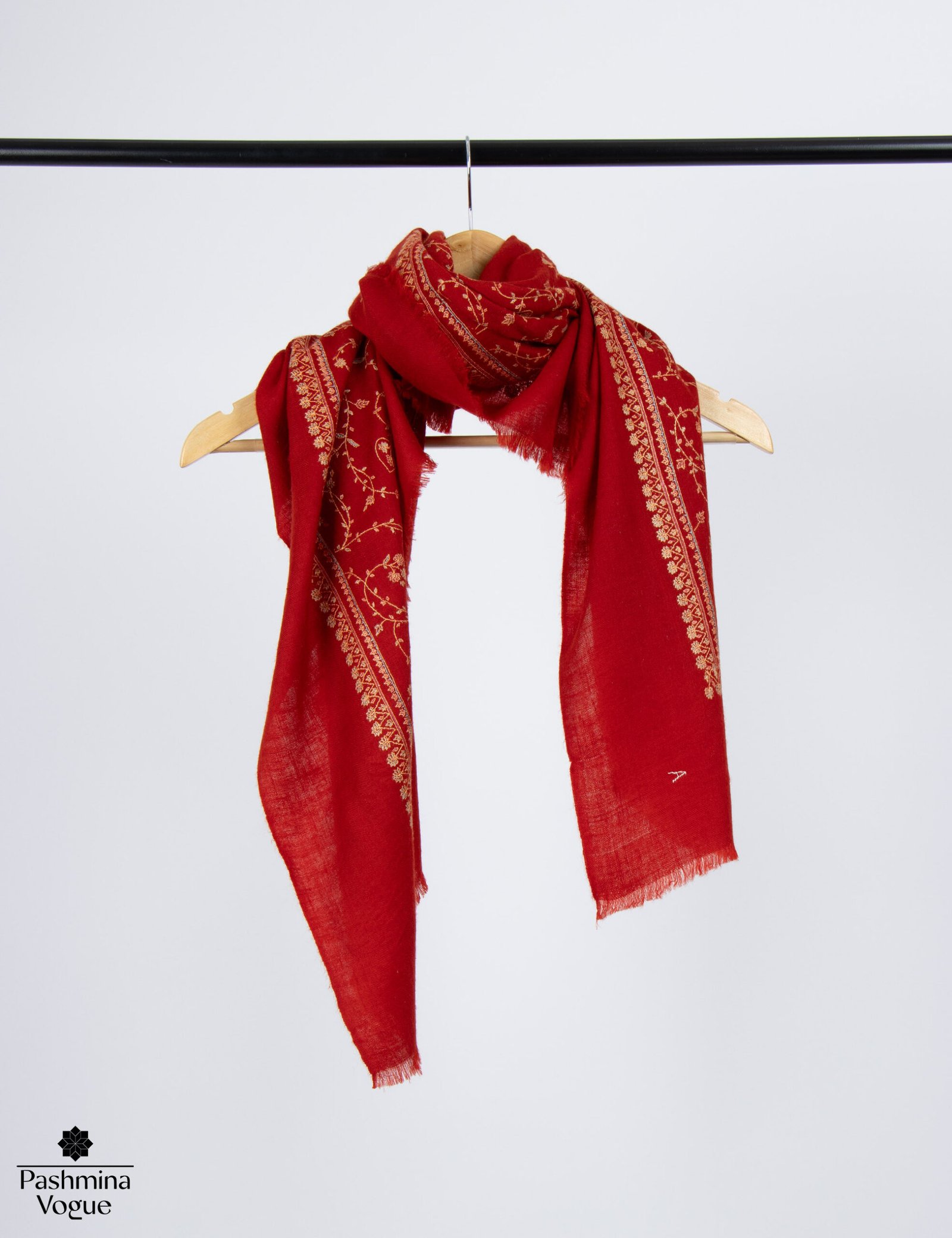 Hand-Embroidered Pashmina Rumal Scarf