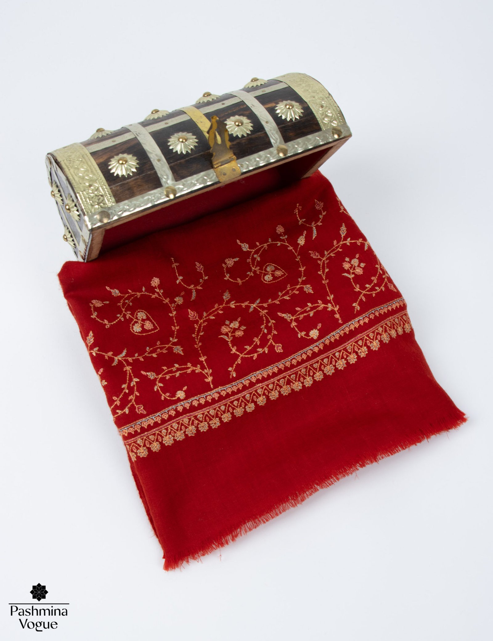 Hand-Embroidered Pashmina Rumal Scarf