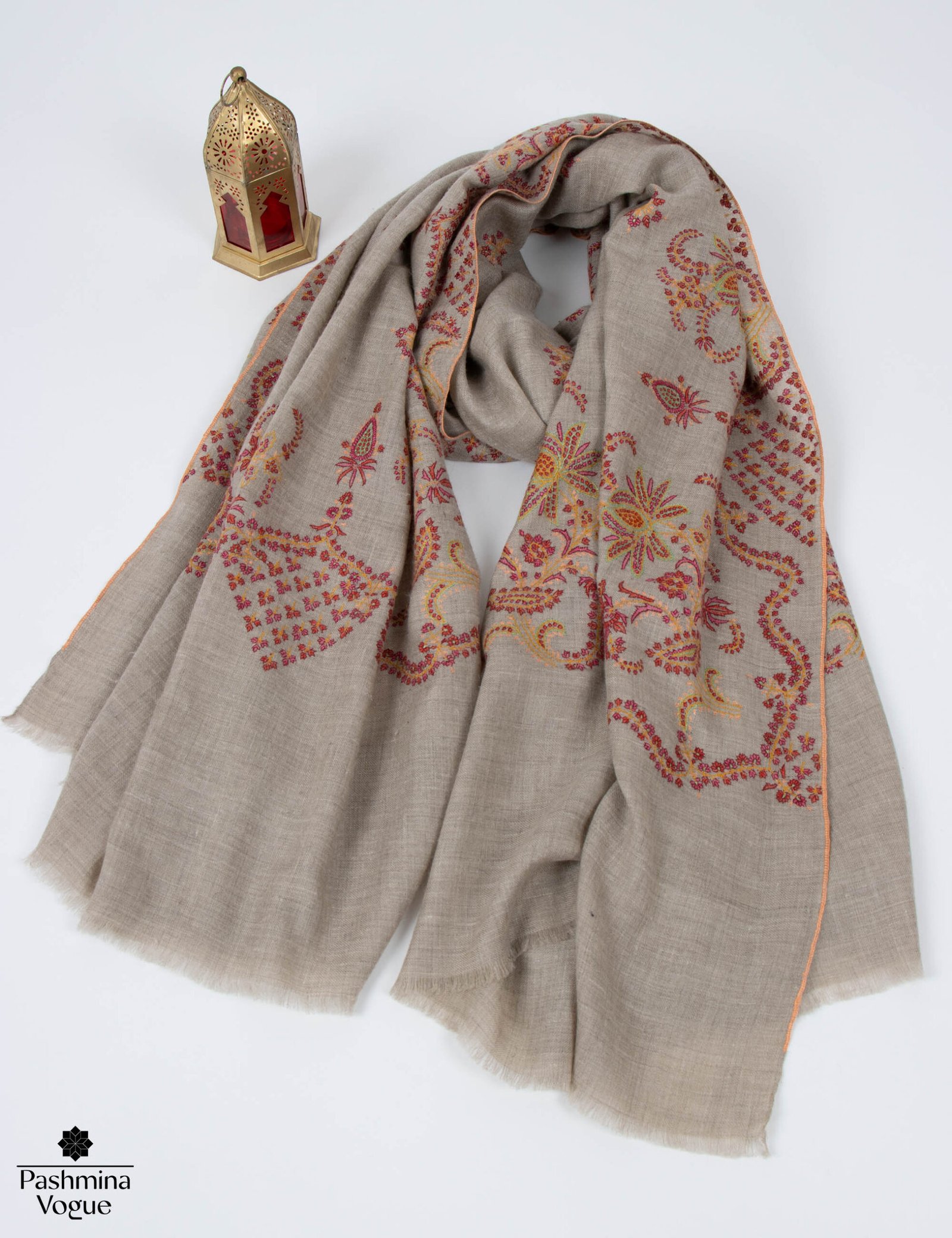 Natural Zati Kashmiri Pashmina Shawl