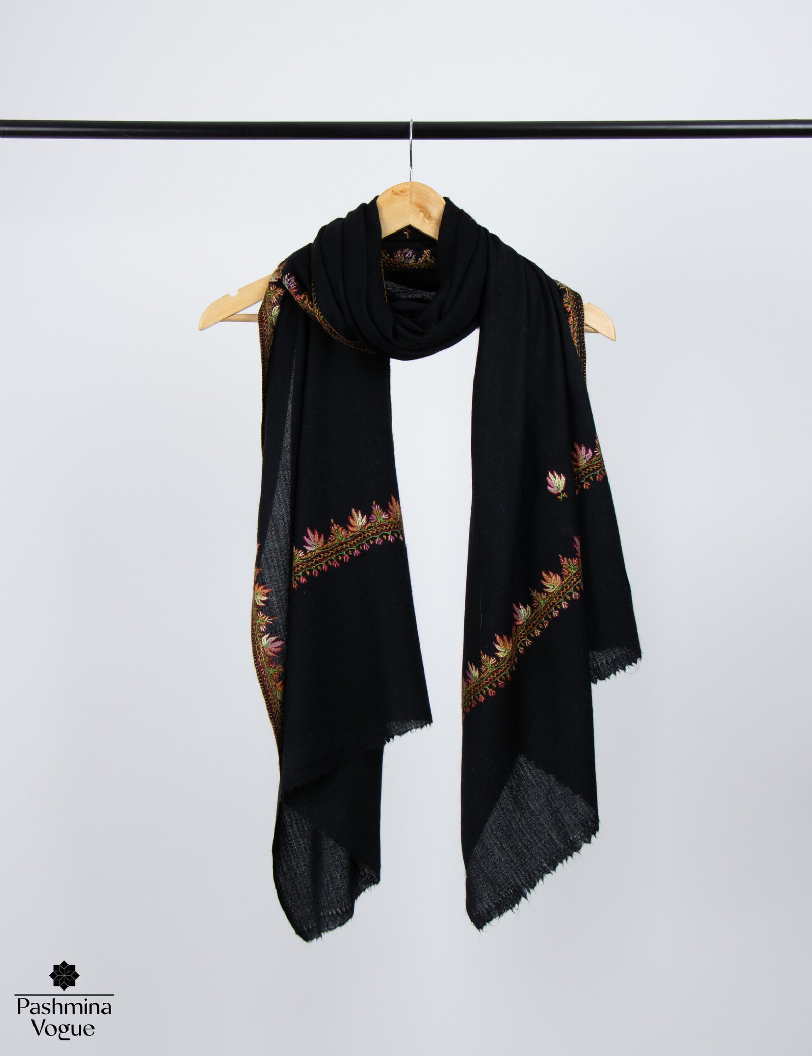 Black Baby Soft Cashmere Scarf Handmade Luxury Wrap