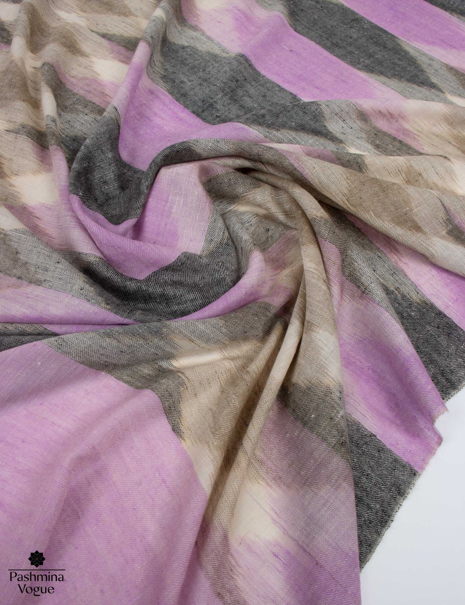 Ikat Whispers Pashmina Shawl - Handwoven Kashmiri Wrap