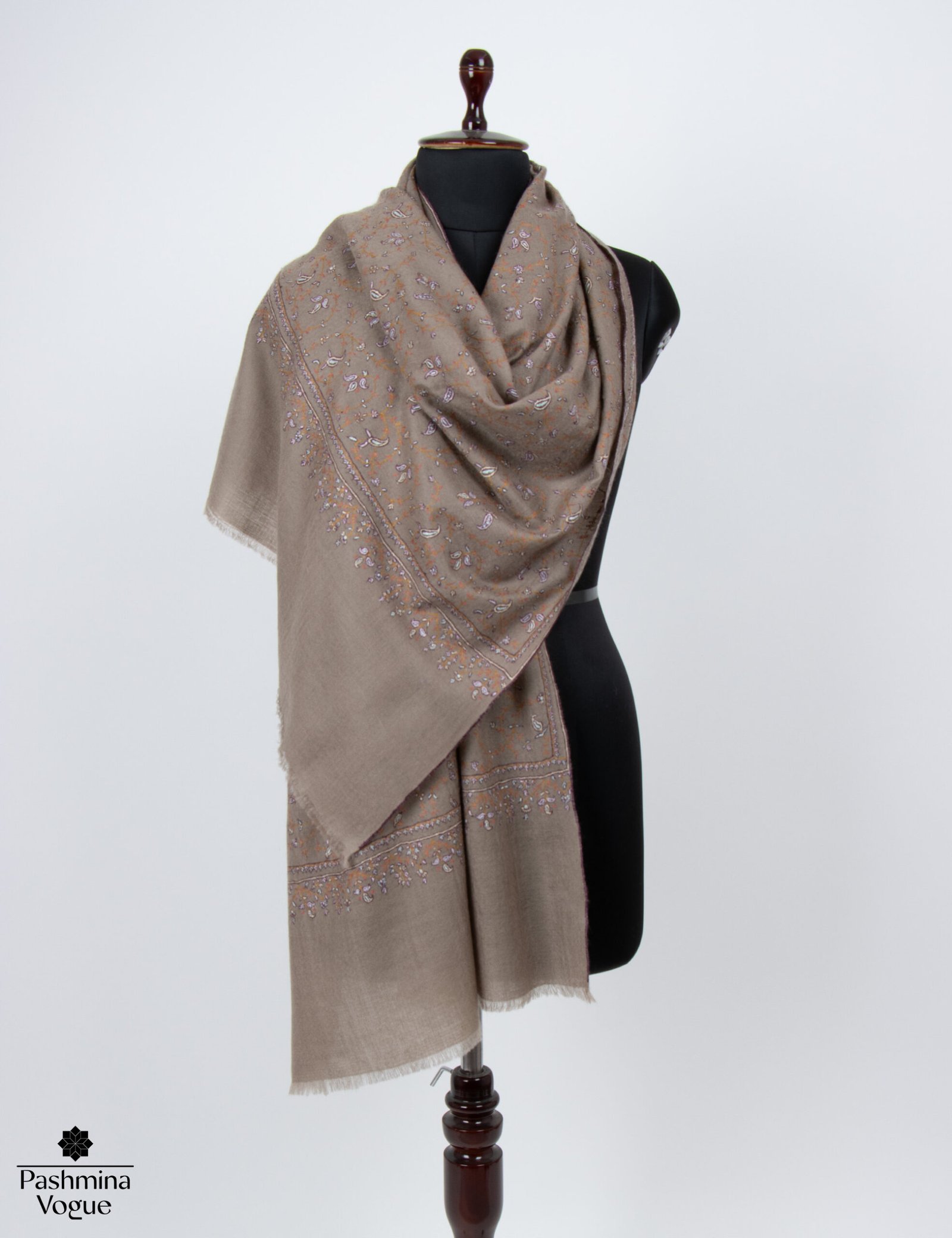 Brown Pashmina Scarf - Handmade Cashmere Winter Shawl