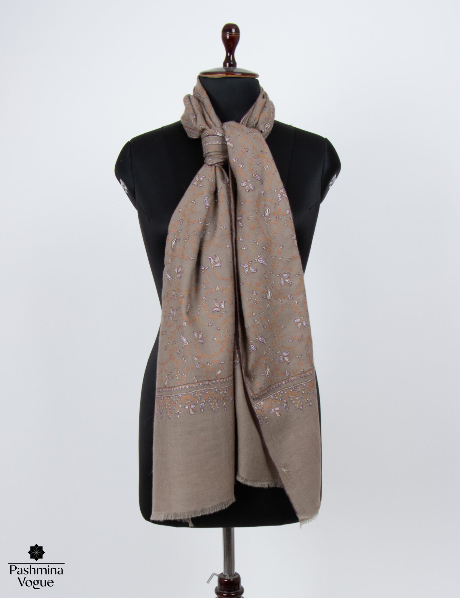 Brown Pashmina Scarf - Handmade Cashmere Winter Shawl