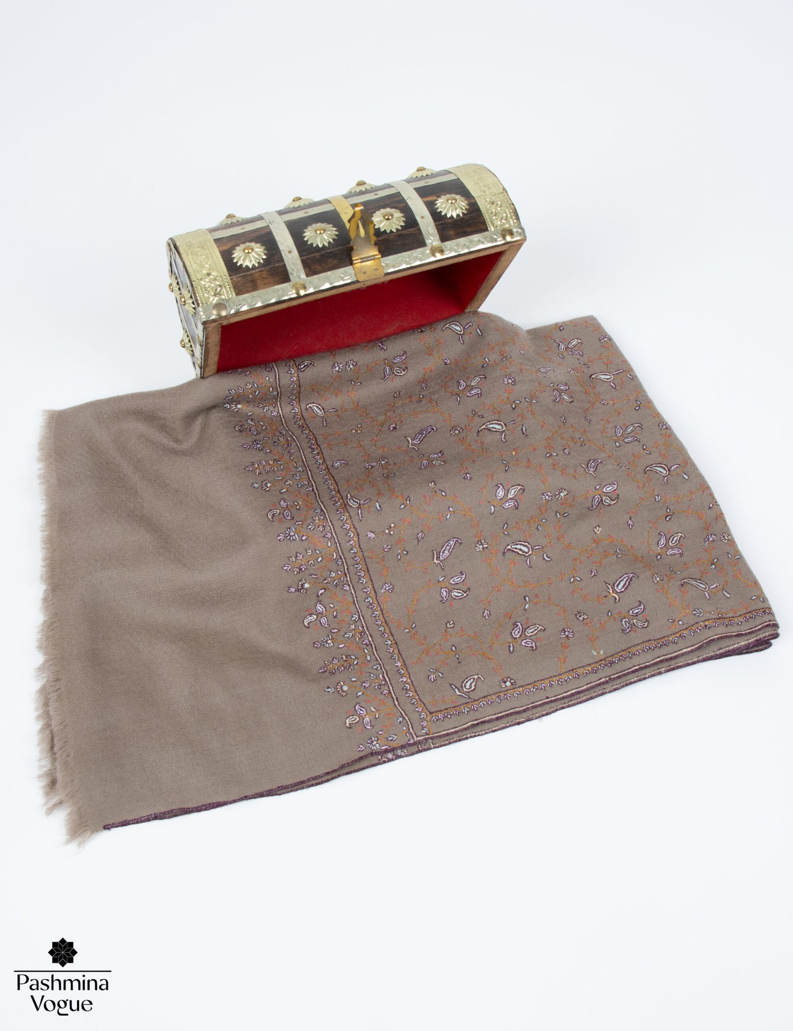 Brown Pashmina Scarf - Handmade Cashmere Winter Shawl